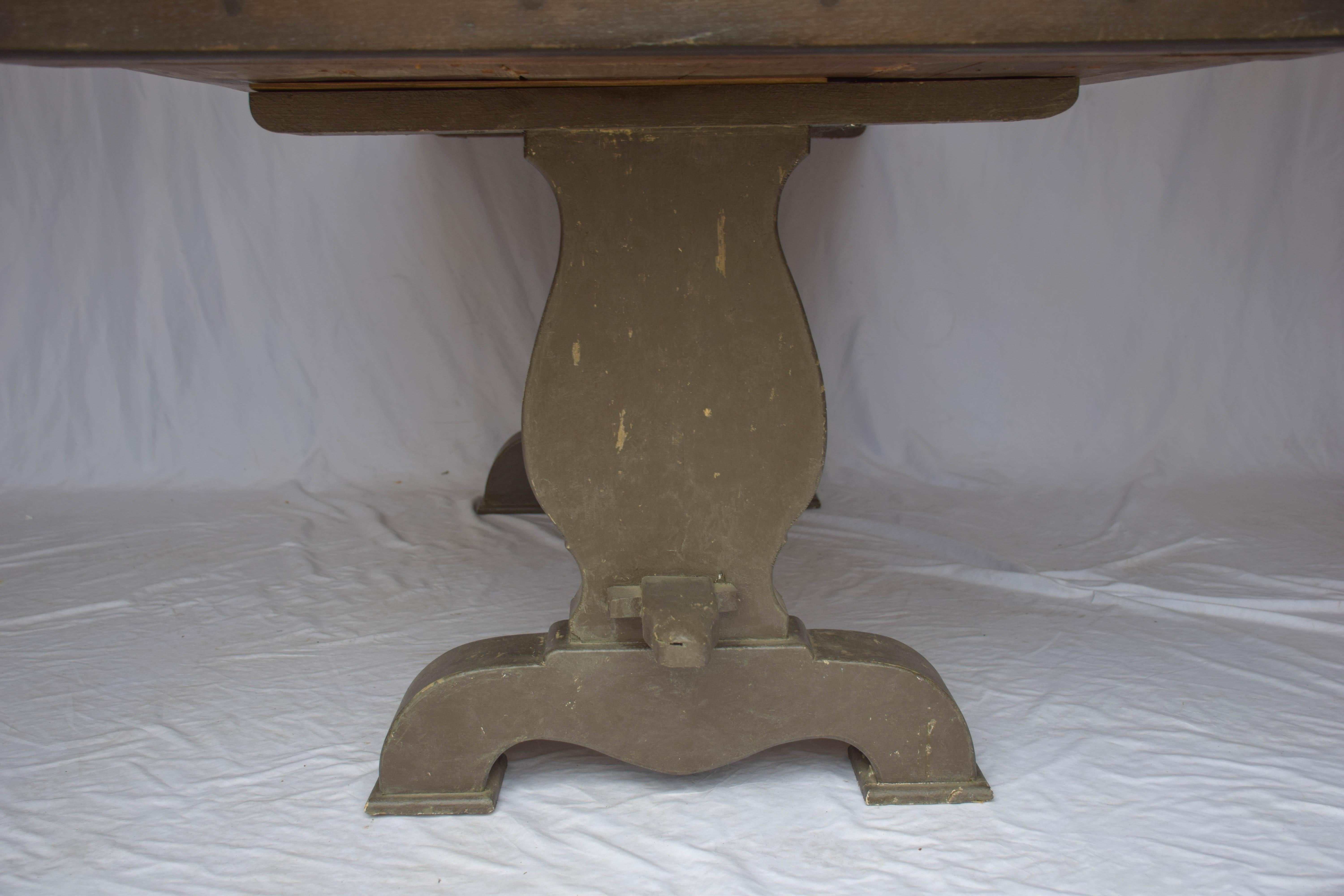 20th Century Antique Oak Table with Painted Base For Sale