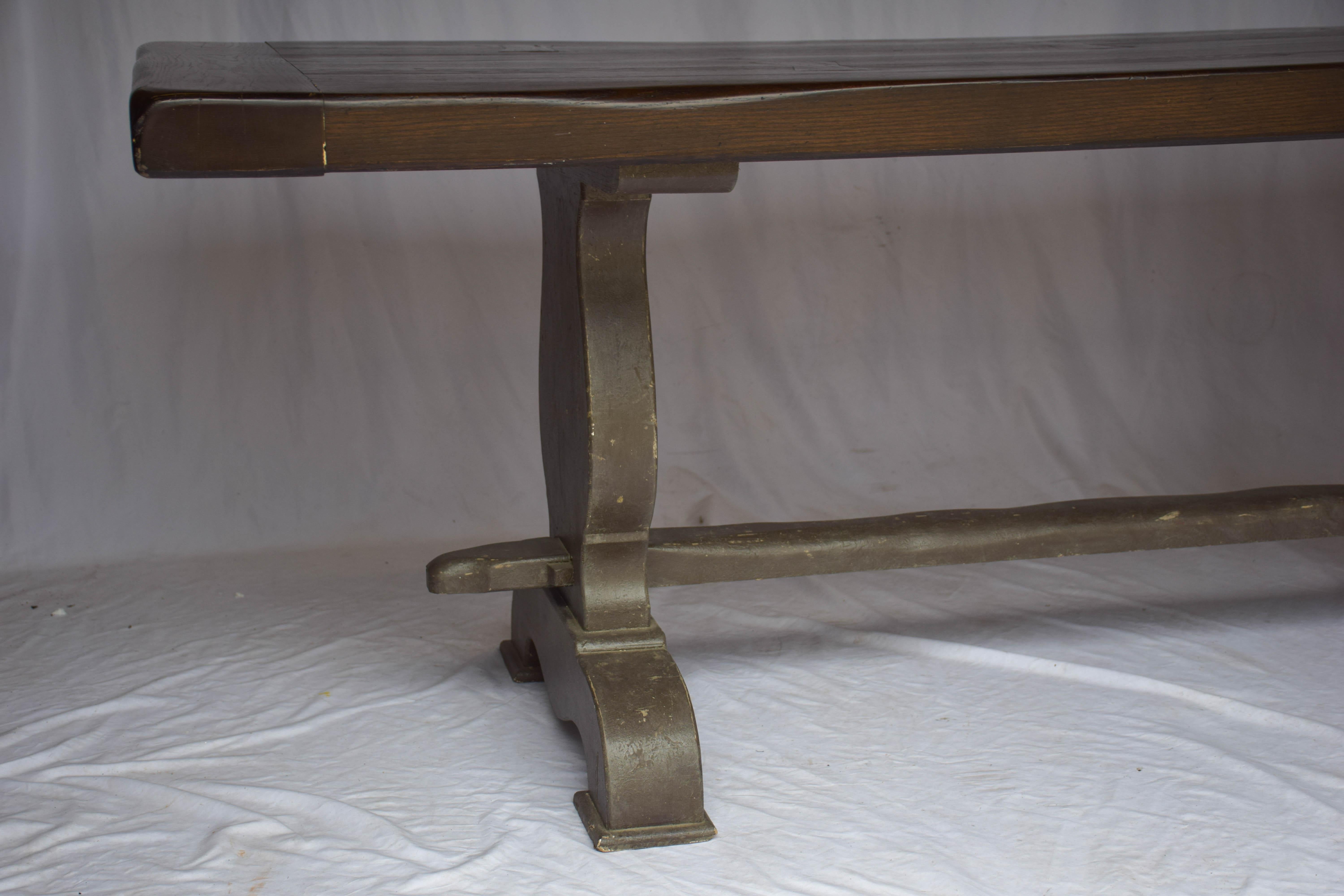 Antique Oak Table with Painted Base For Sale 1