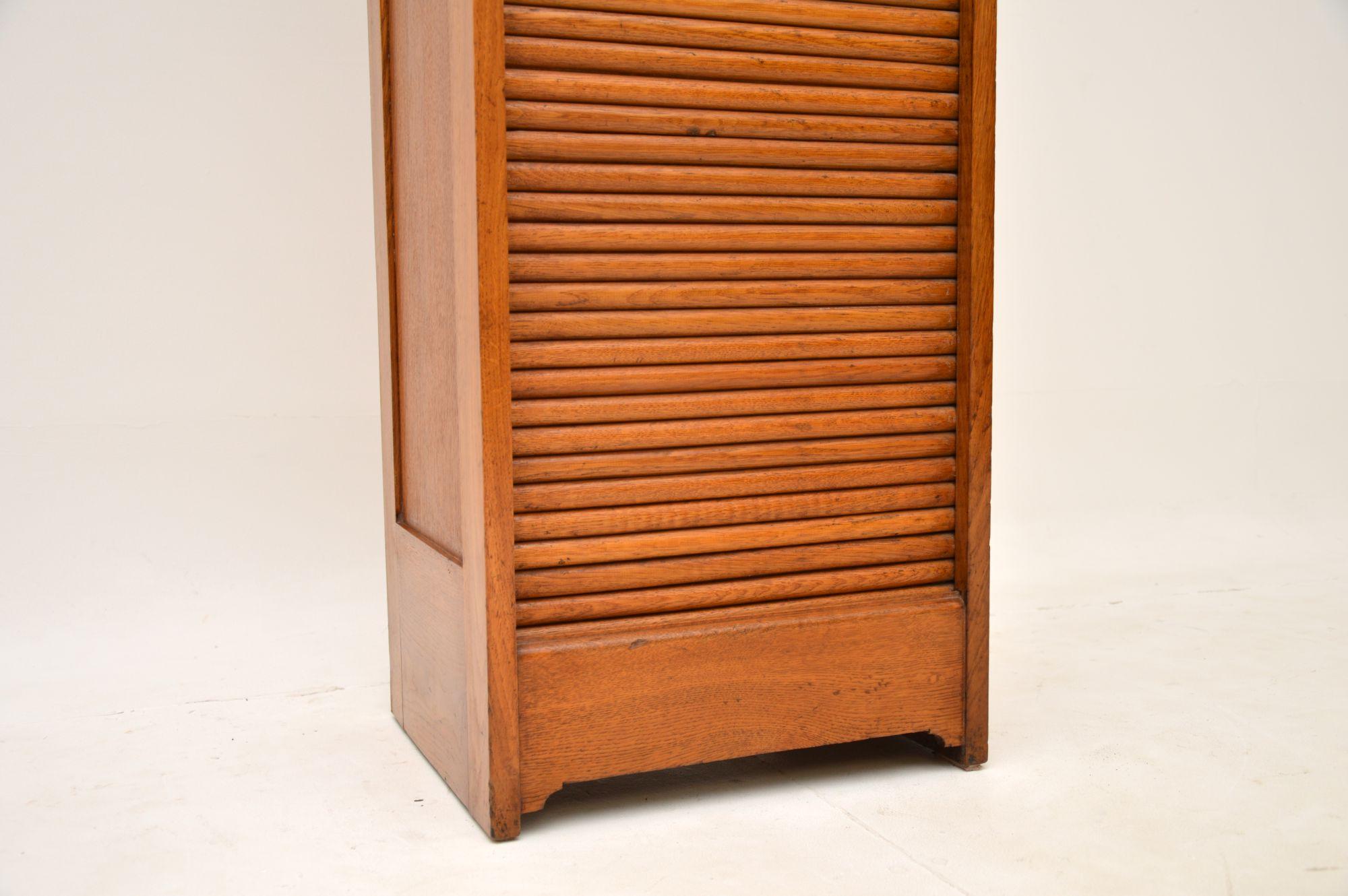 20th Century Antique Oak Tambour Front Filing Cabinet