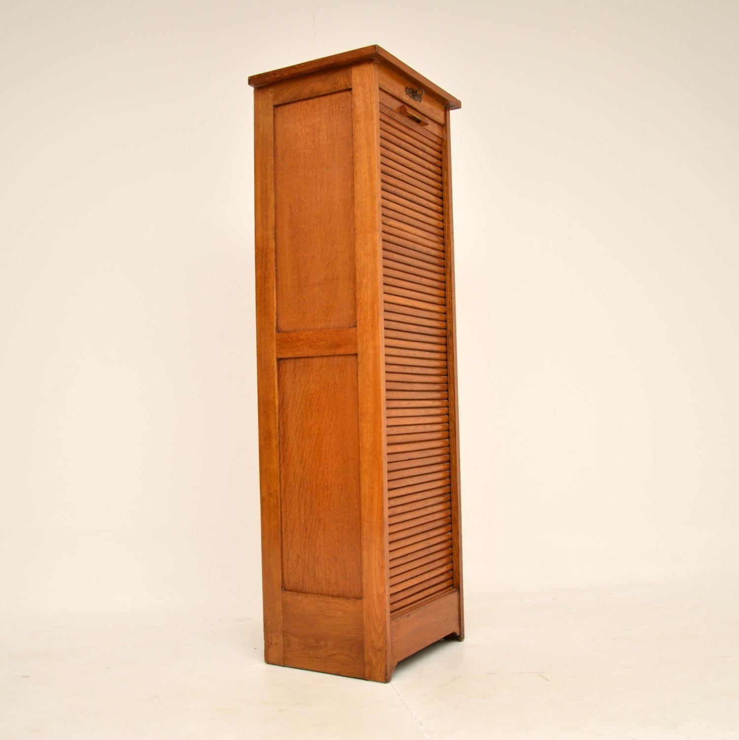 Antique Oak Tambour Front Filing Cabinet 1
