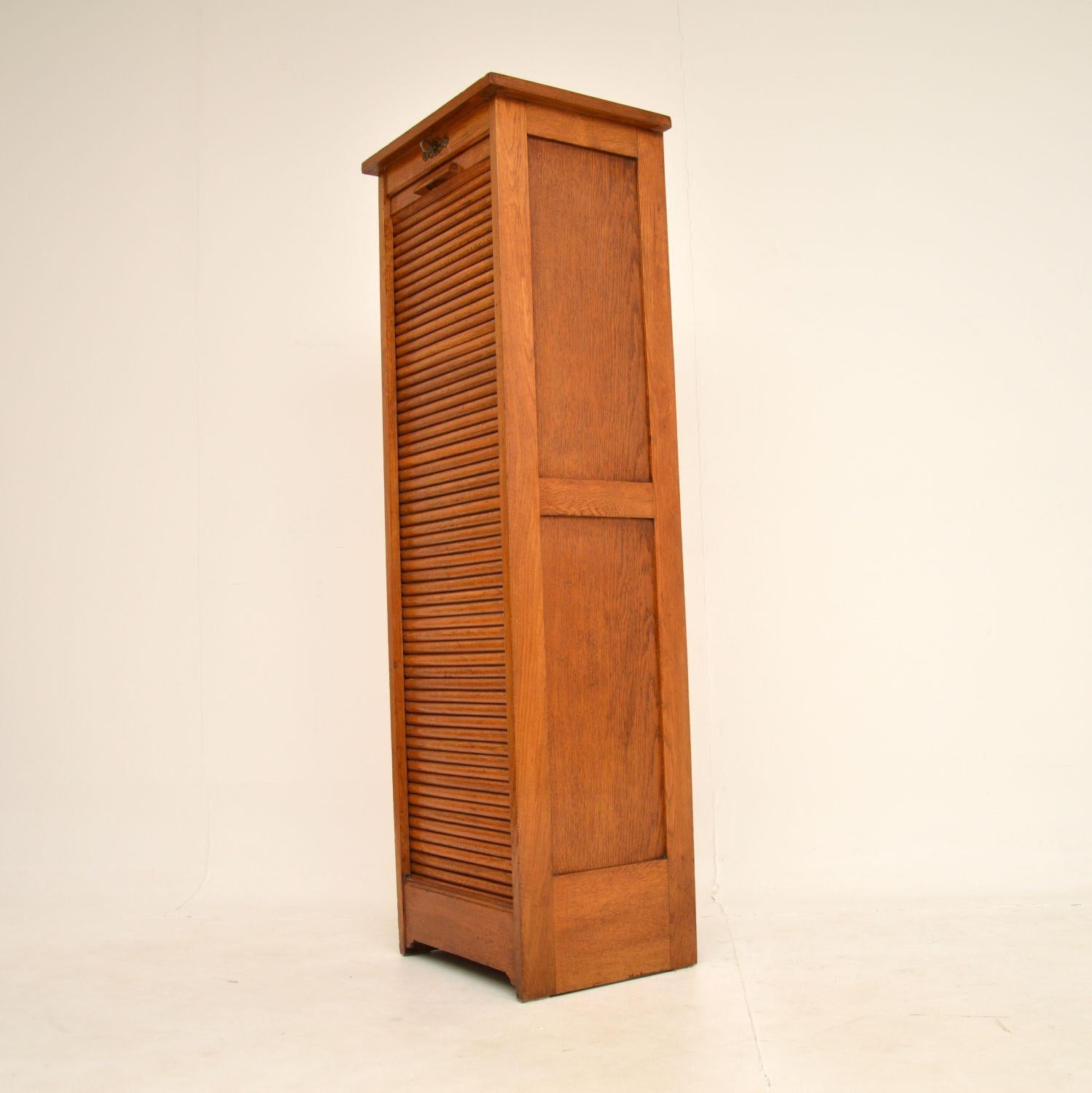 Antique Oak Tambour Front Filing Cabinet 2