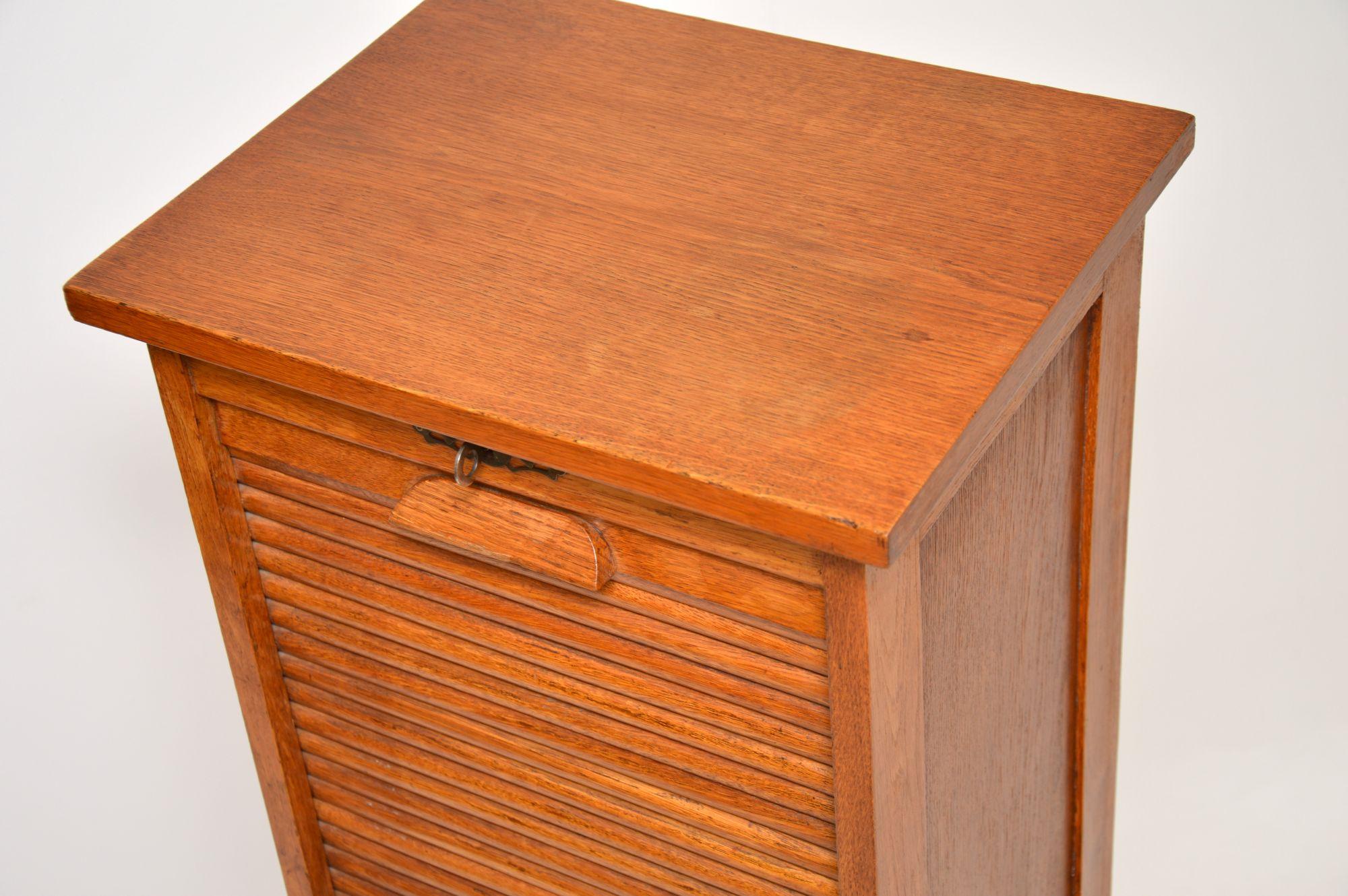 Antique Oak Tambour Front Filing Cabinet 3