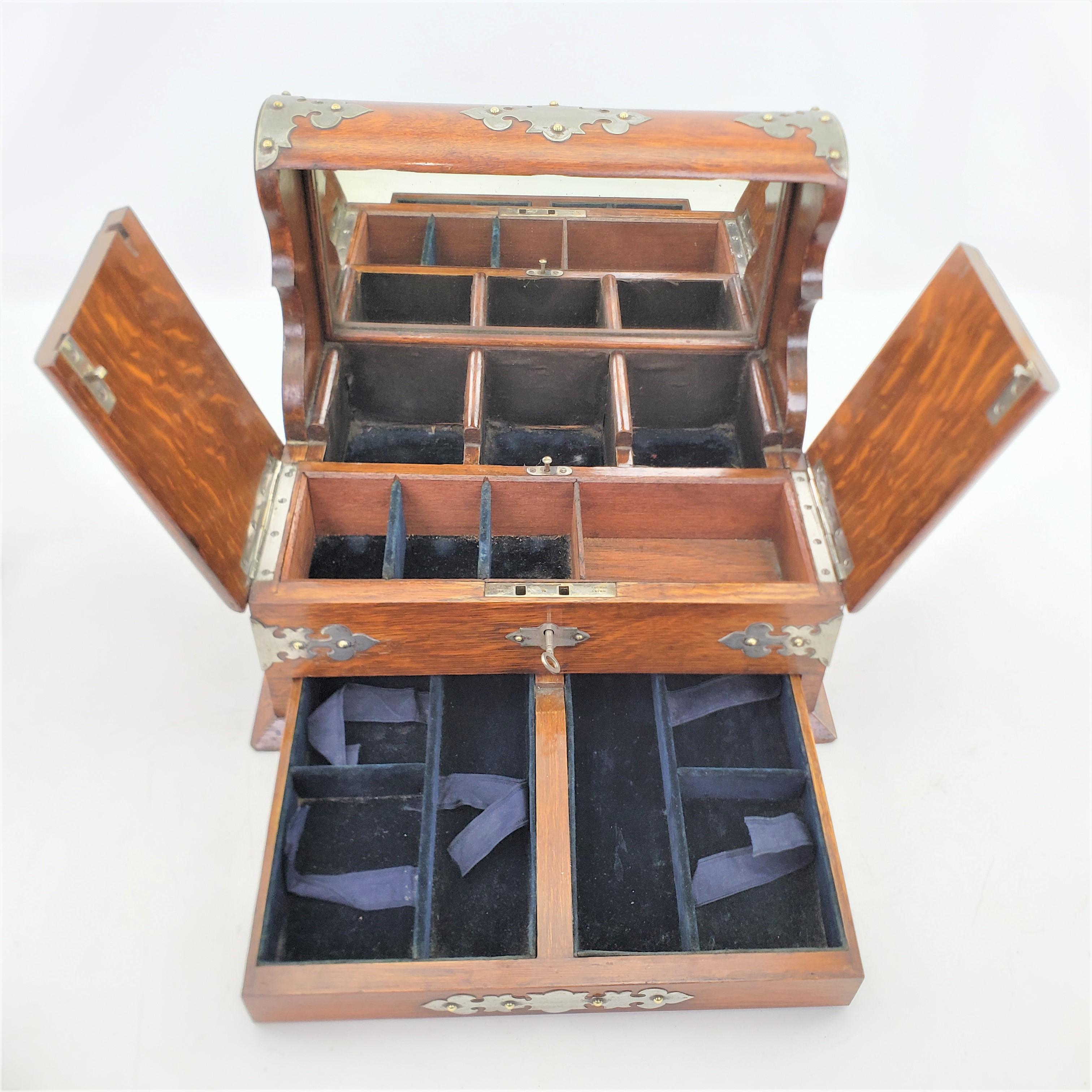 Antique Oak Tantalus with Ornate Silver Plated Mounts & Games Compendium Set In Good Condition In Hamilton, Ontario