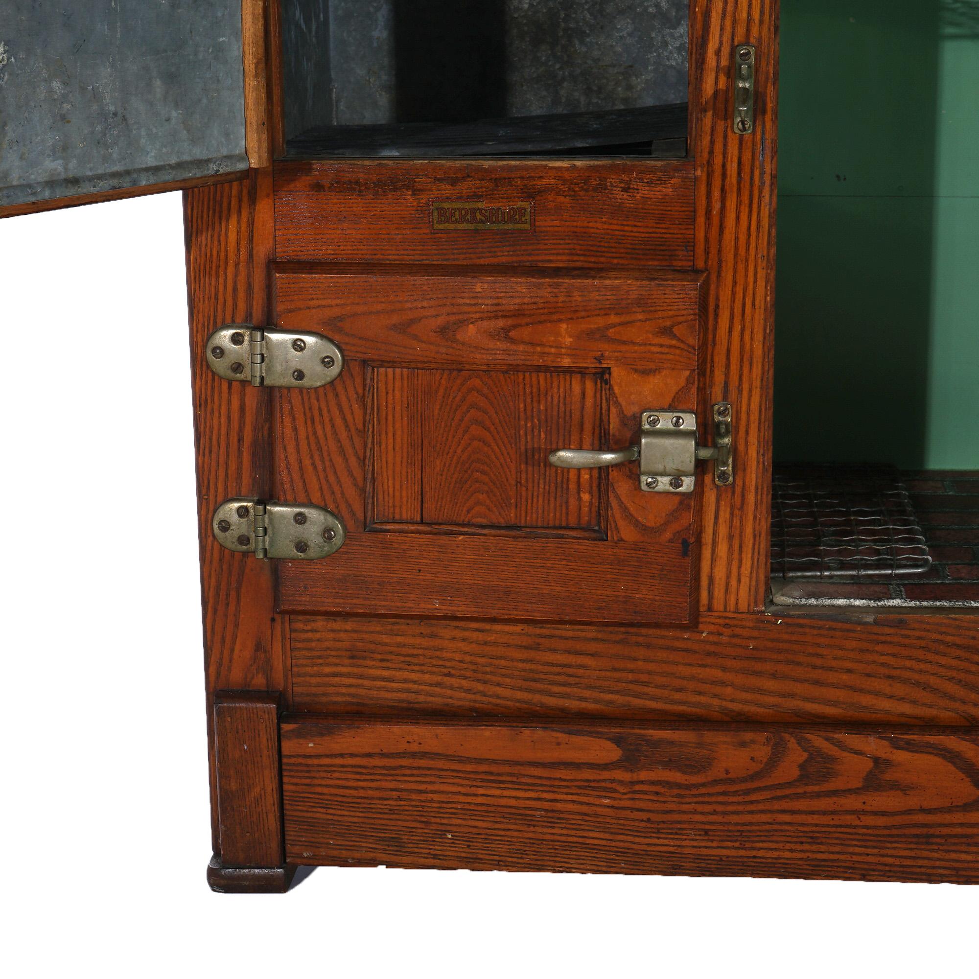 Antique Oak Three-Door Icebox with Original Finish C1920 4