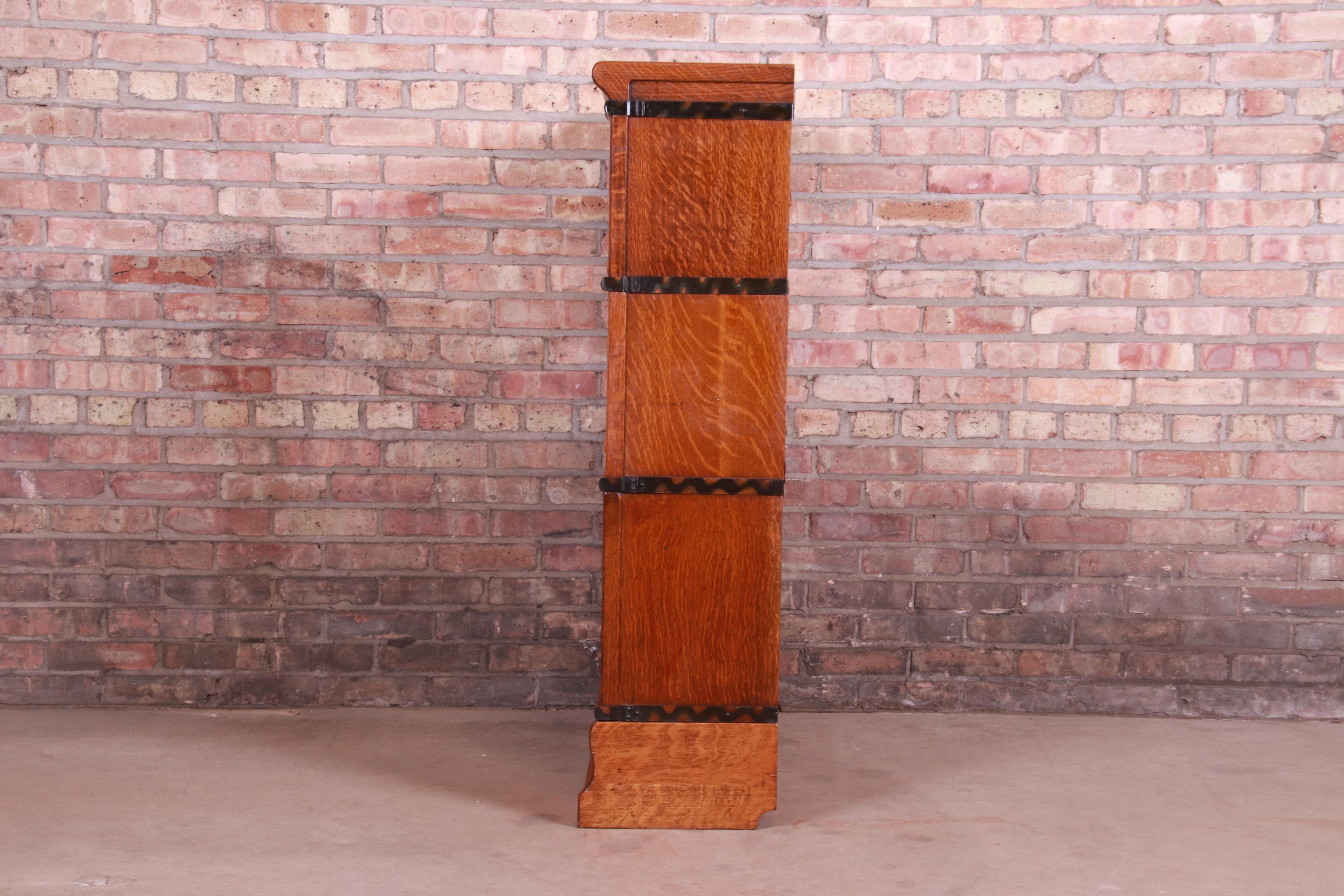 Antique Oak Three-Stack Barrister Bookcase by Macey, circa 1920s 2