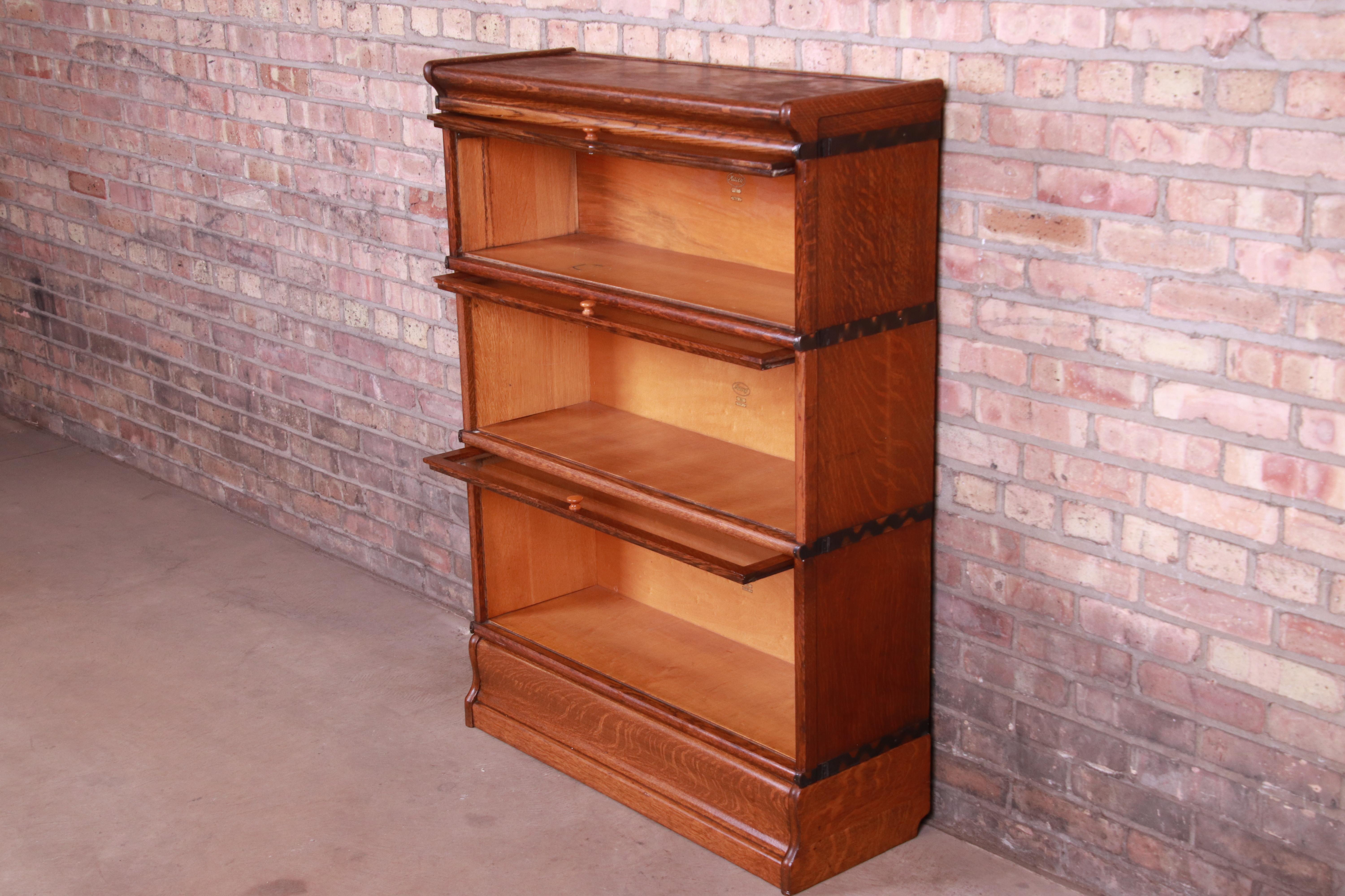 20th Century Antique Oak Three-Stack Barrister Bookcase by Macey, circa 1920s