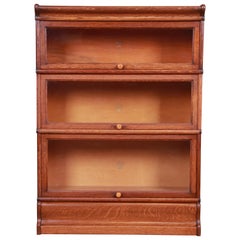 Antique Oak Three-Stack Barrister Bookcase by Macey, circa 1920s
