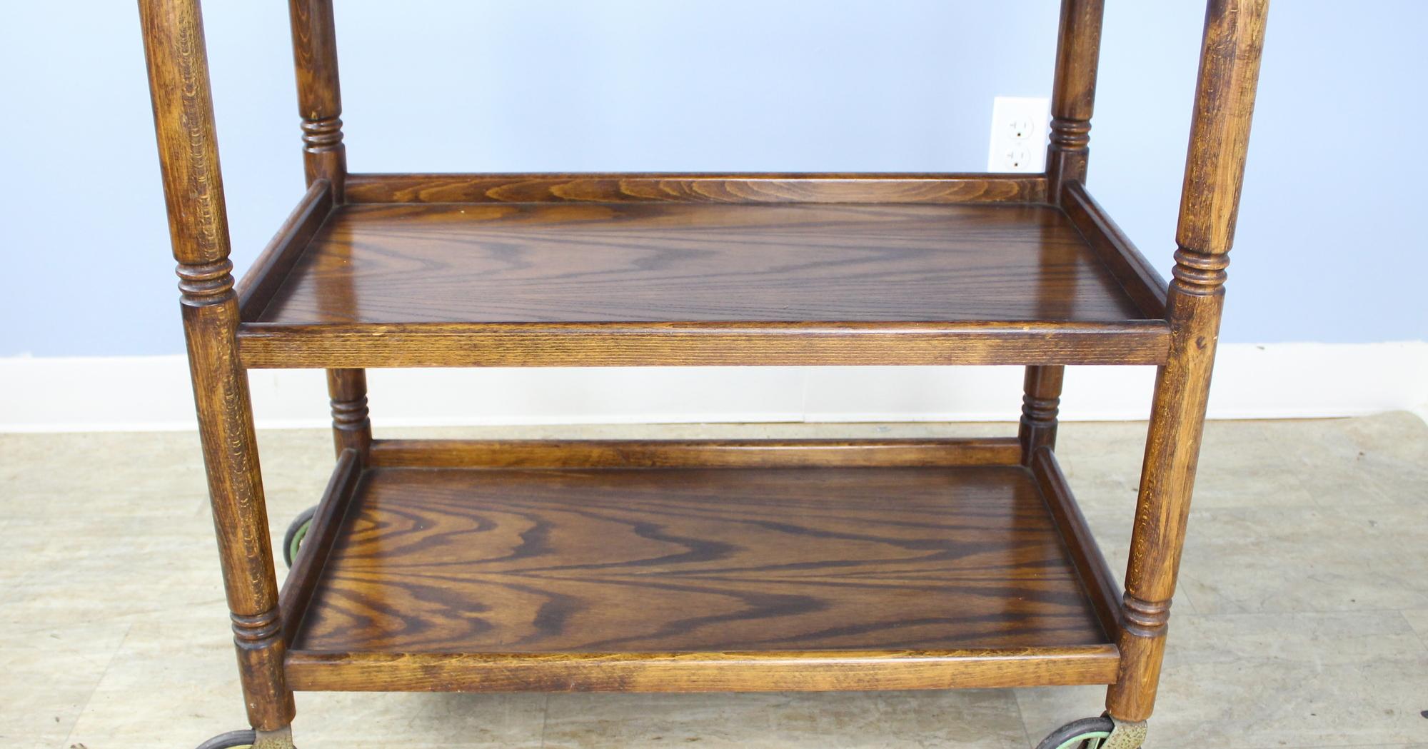 19th Century Antique Oak Three-Tiered Trolley