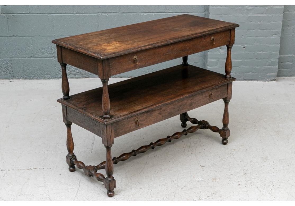 Country Antique Oak Tiered Console  For Sale