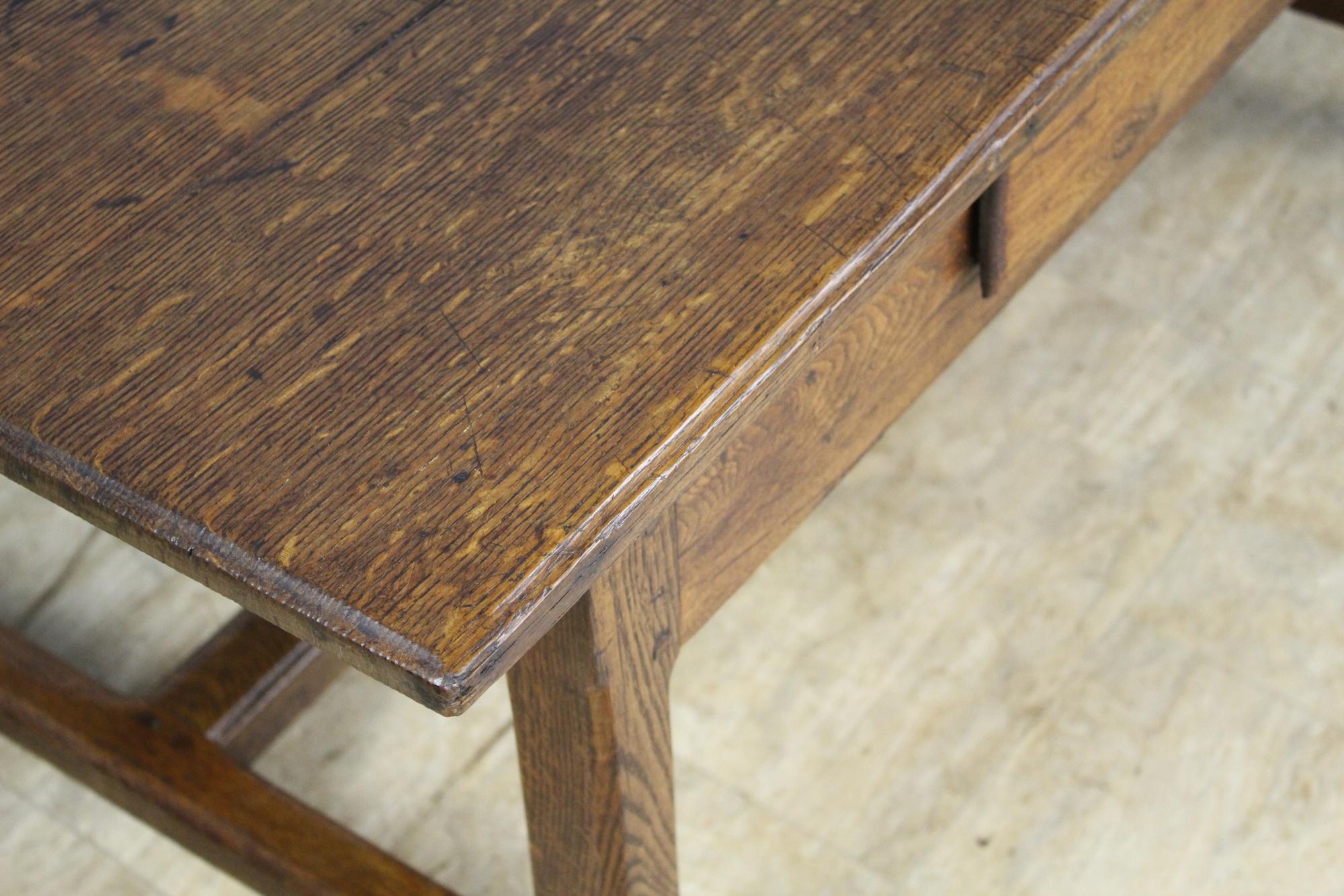 Antique Oak Trestle Based Coffee Table In Good Condition In Port Chester, NY