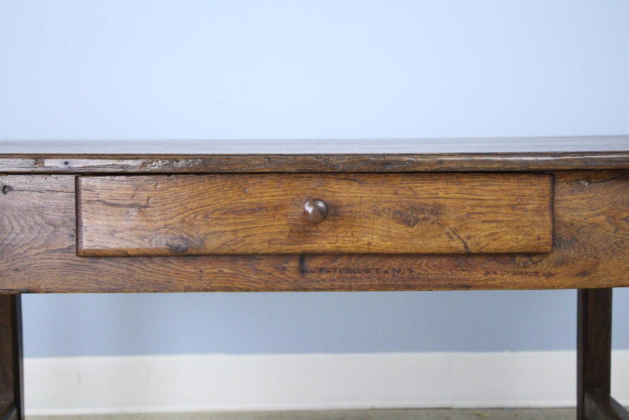 Antique Oak Trestle Based Coffee Table 1