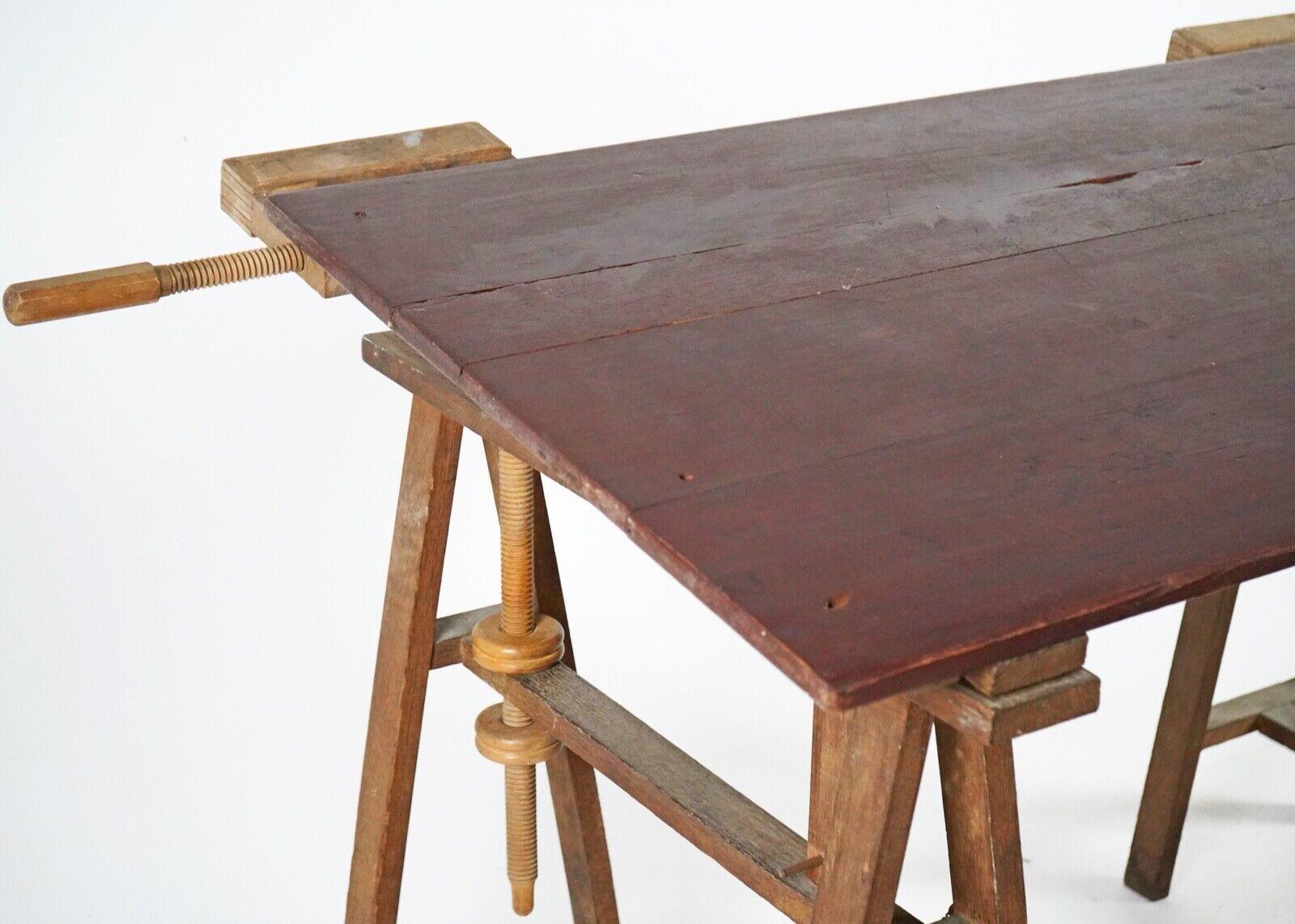 Antique Oak Trestles Trestle Table/Desk 4