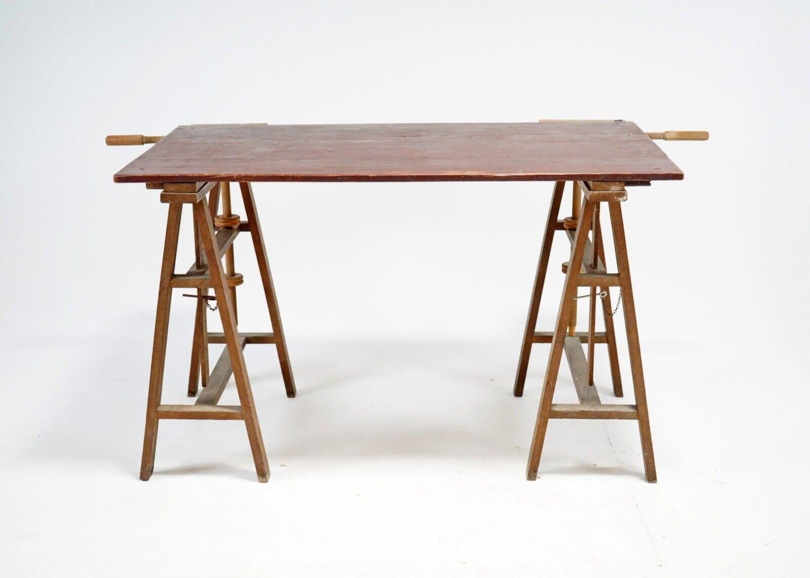 Antique Oak Trestles Trestle Table/Desk 7