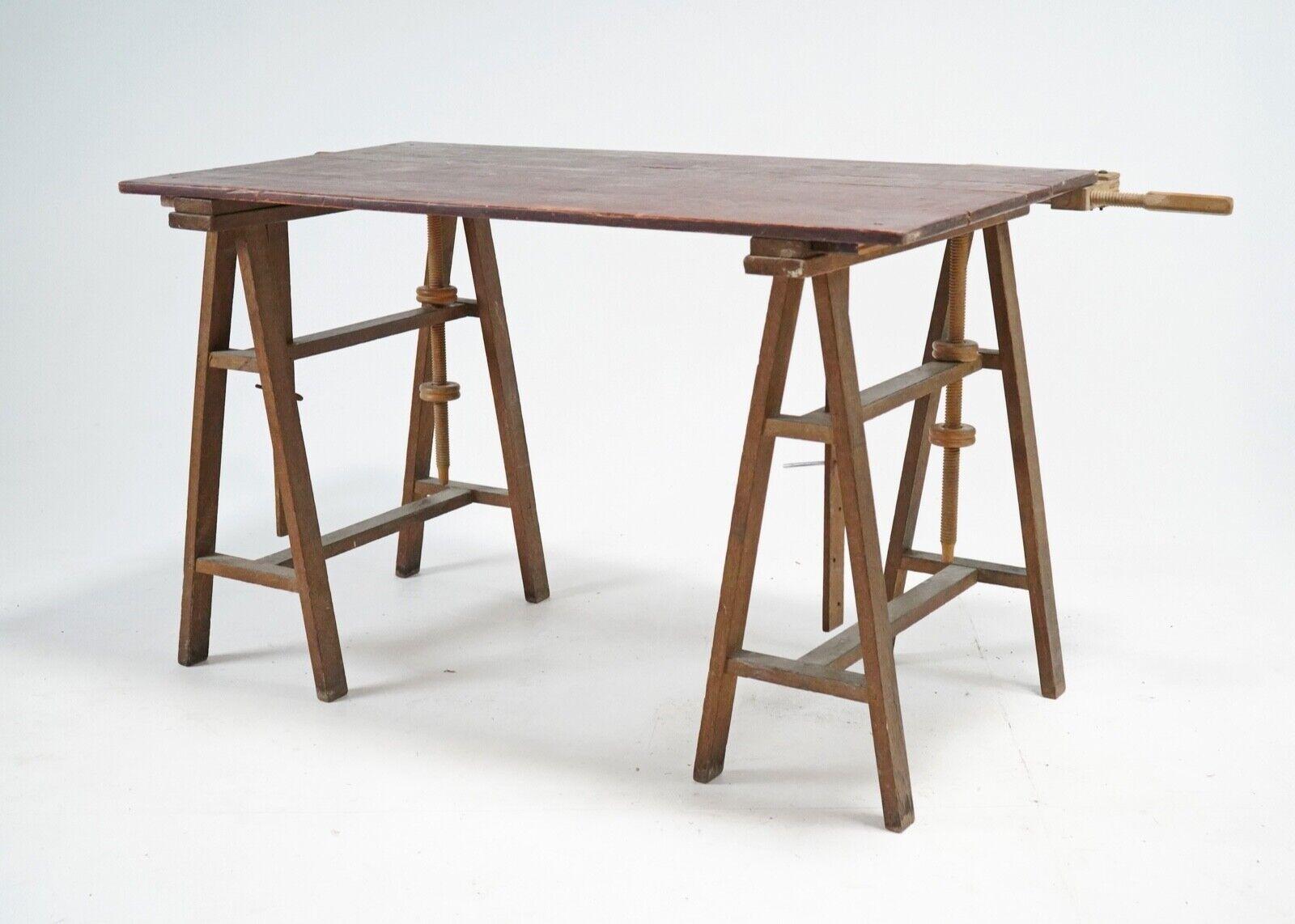Antique Oak Trestles Trestle Table/Desk 10