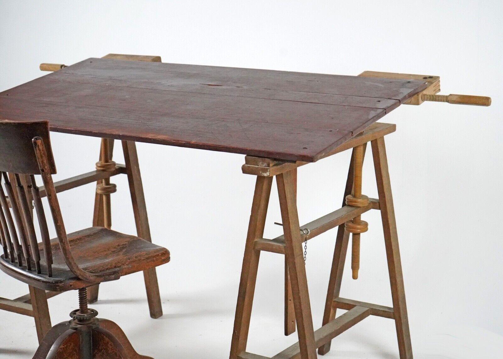 Country Antique Oak Trestles Trestle Table/Desk