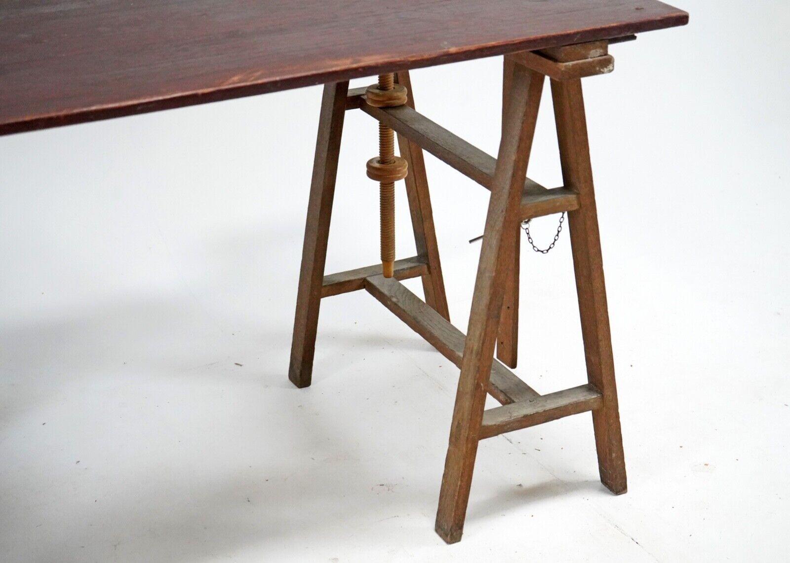 19th Century Antique Oak Trestles Trestle Table/Desk