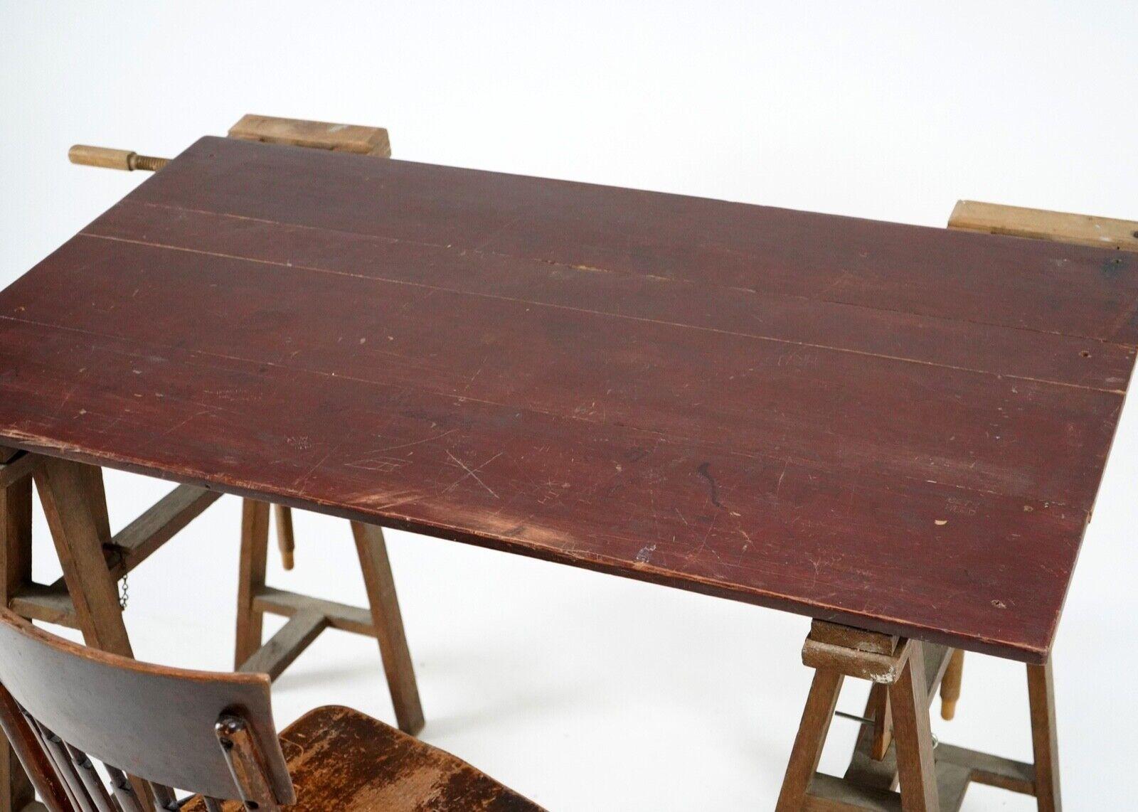 Antique Oak Trestles Trestle Table/Desk 1