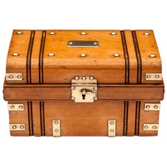 Antique Oak Trunk Humidor Cigar Box, 20th Century