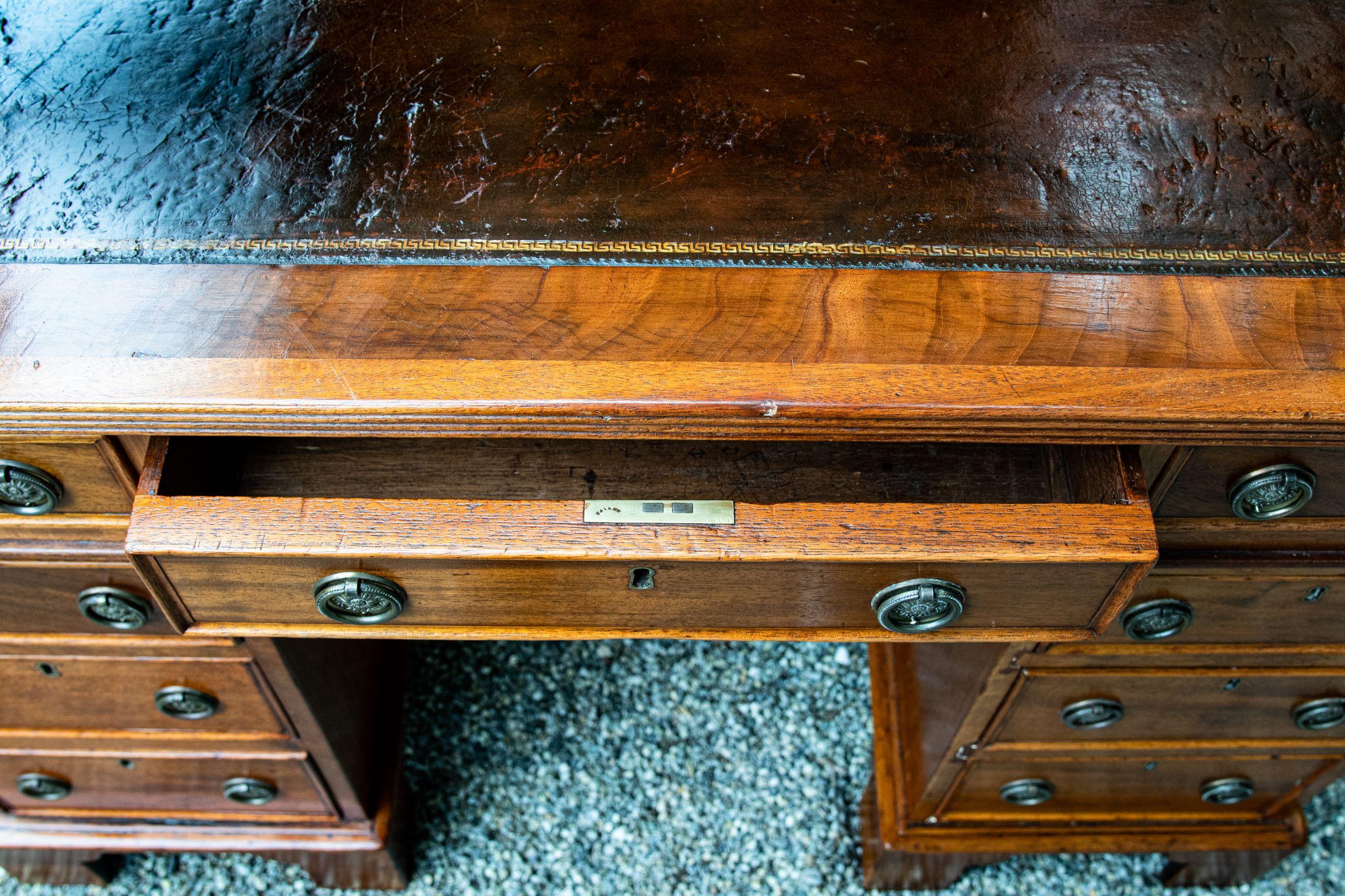 English Antique Oak Twin Pedestal Desk For Sale