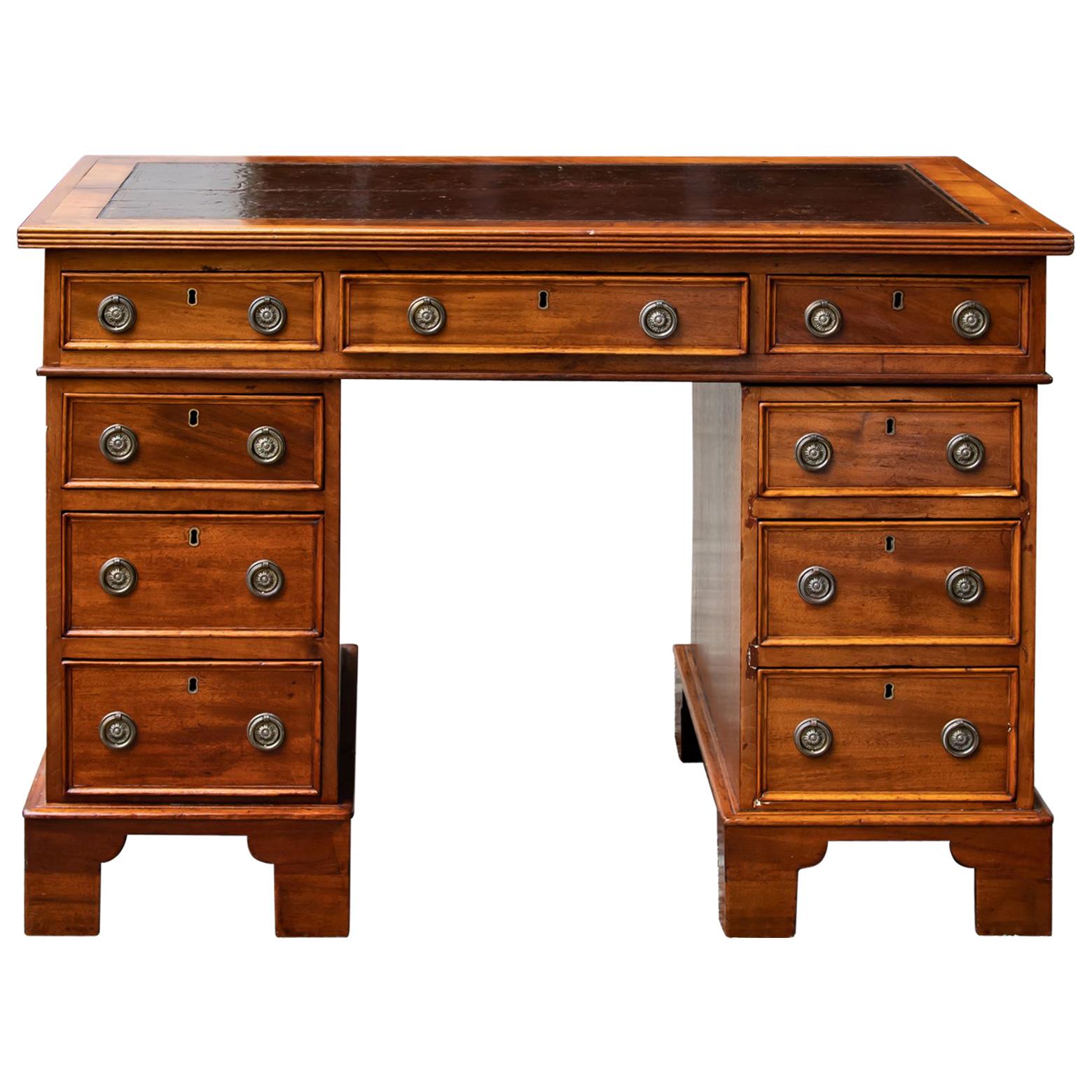Antique Oak Twin Pedestal Desk For Sale