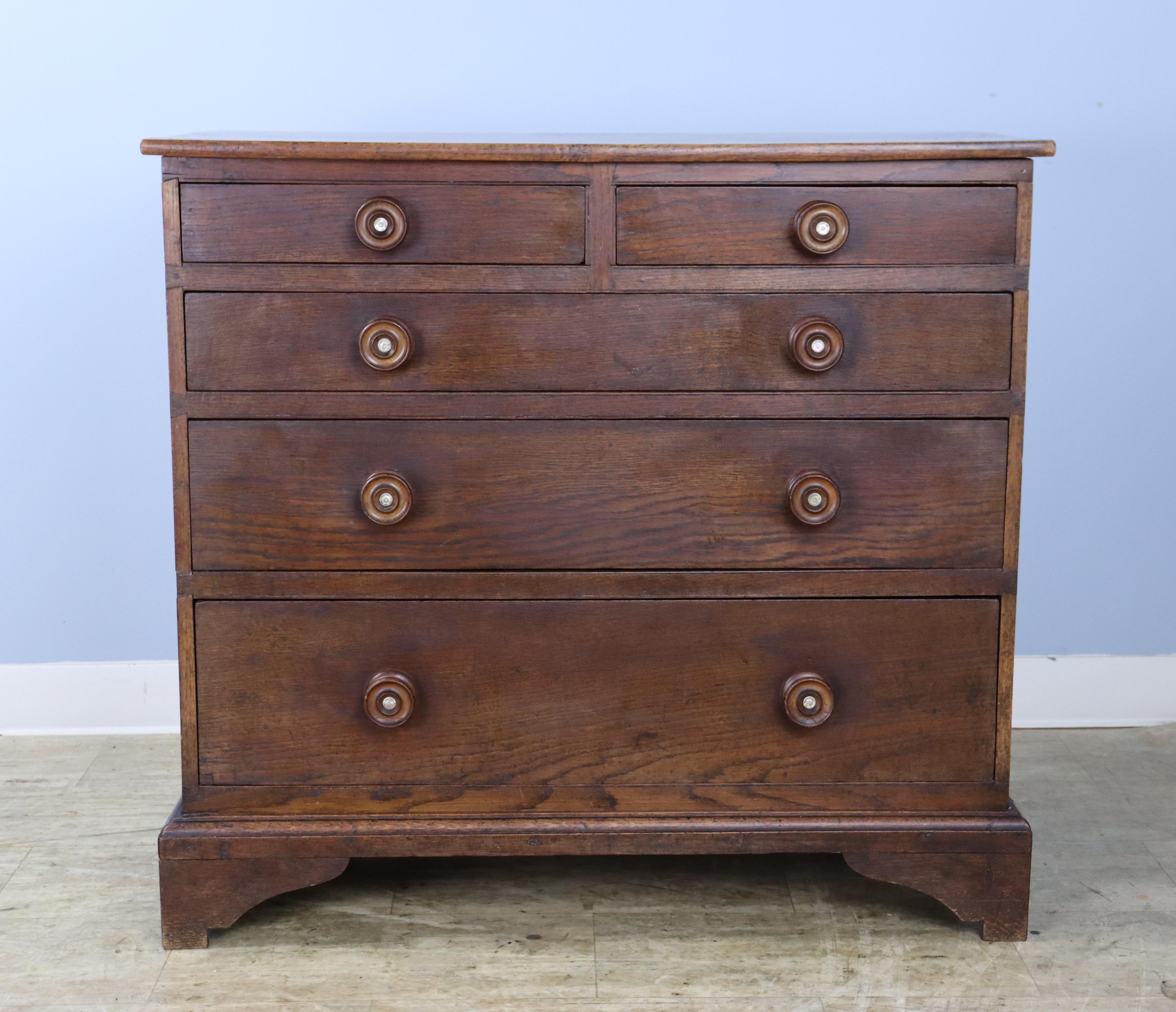 Antique Oak Two Over Three Chest of Drawers For Sale 5