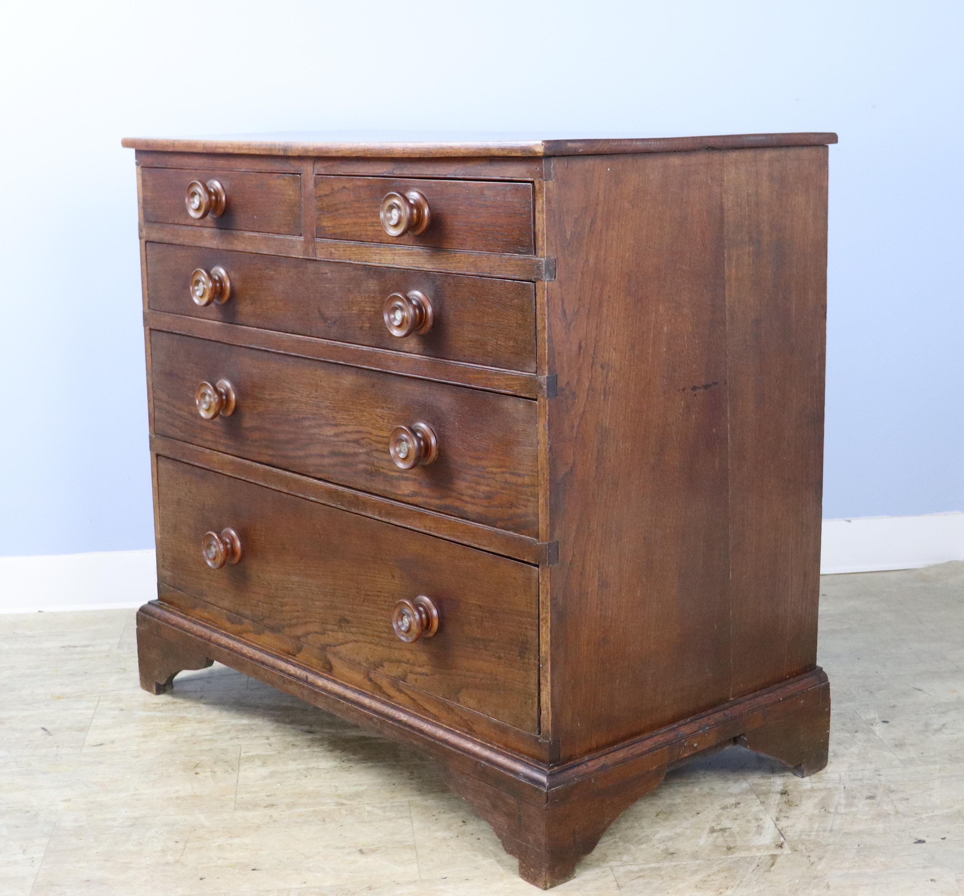 European Antique Oak Two Over Three Chest of Drawers For Sale