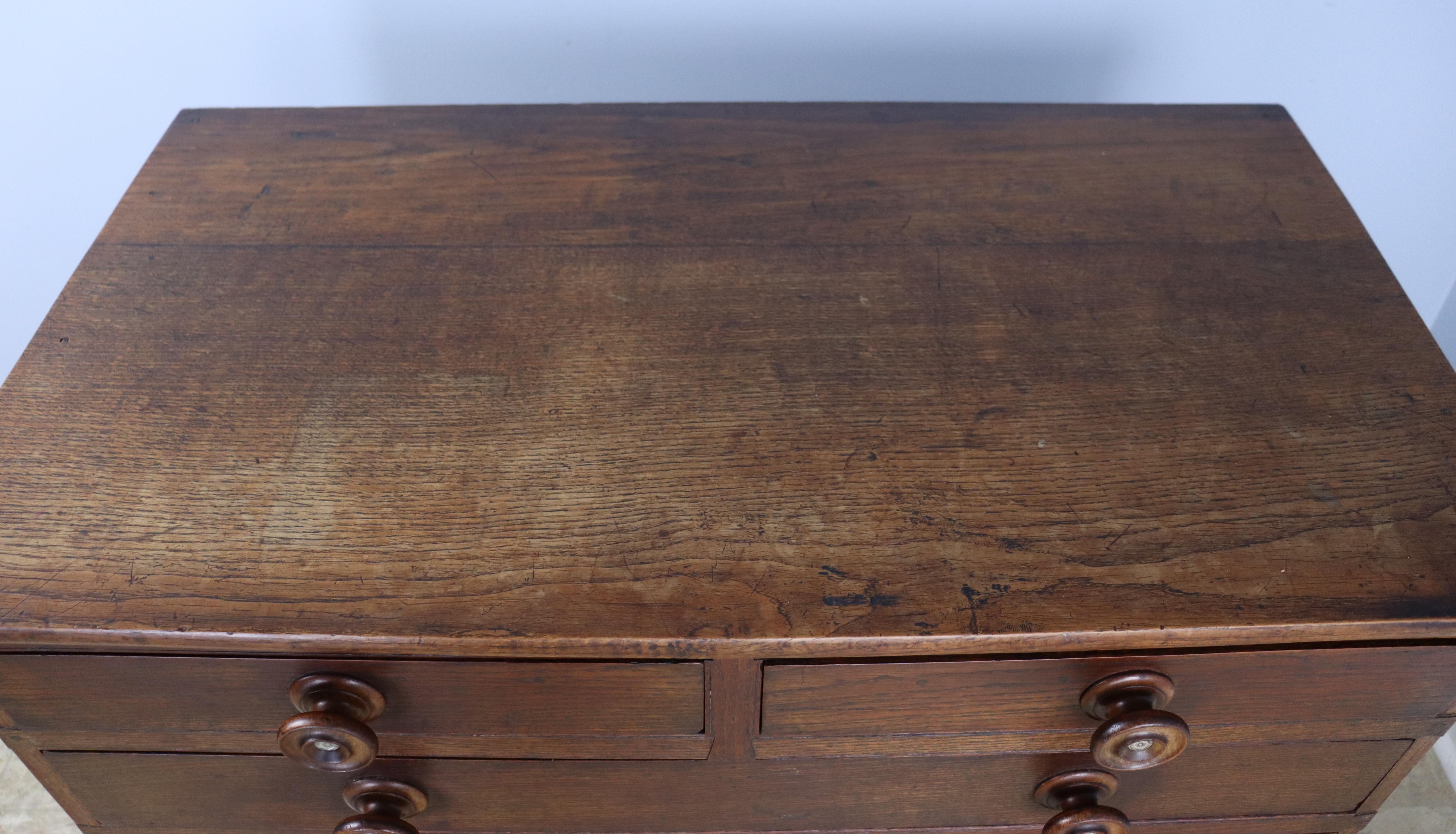 Antique Oak Two Over Three Chest of Drawers In Good Condition For Sale In Port Chester, NY