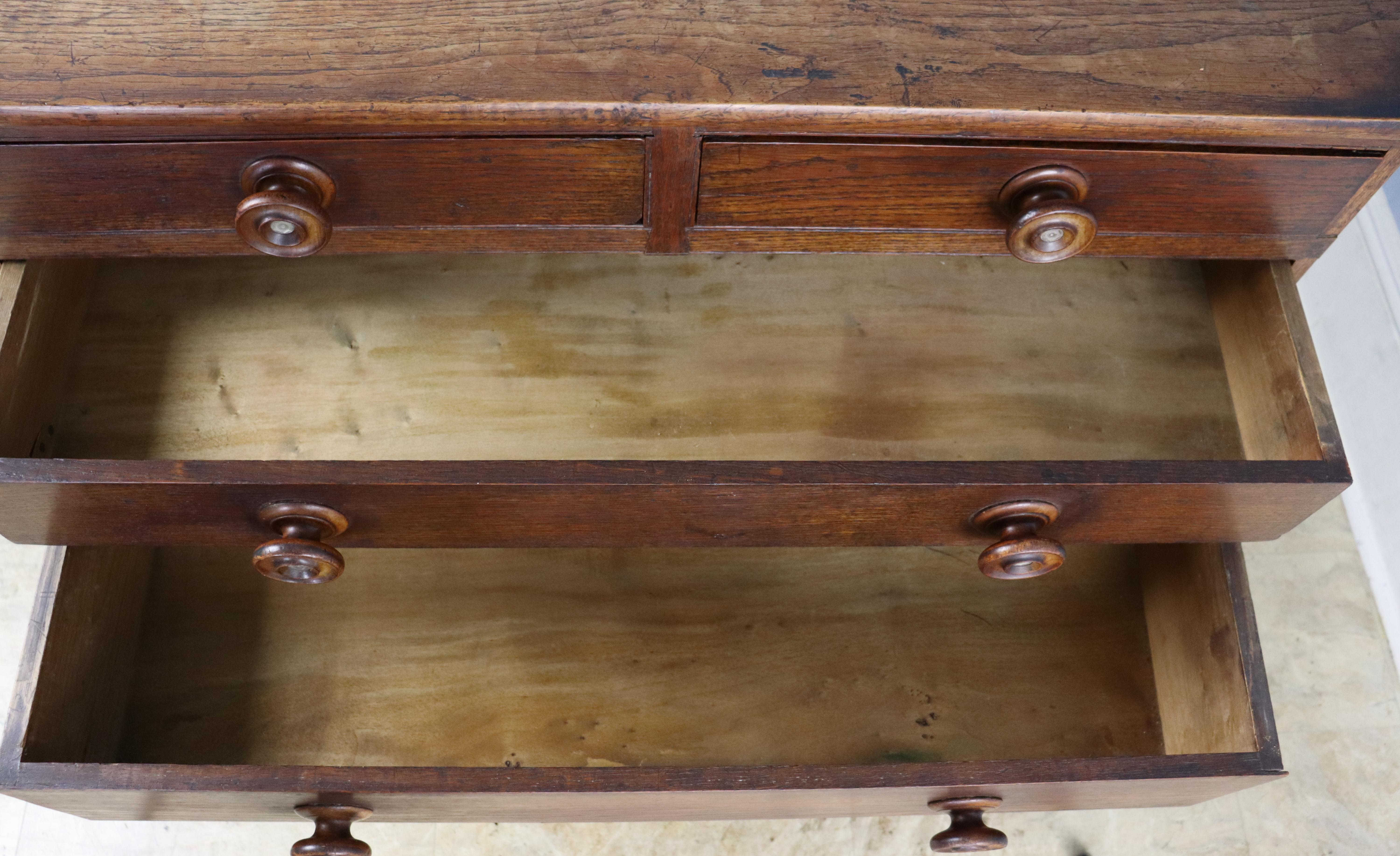 Antique Oak Two Over Three Chest of Drawers For Sale 3
