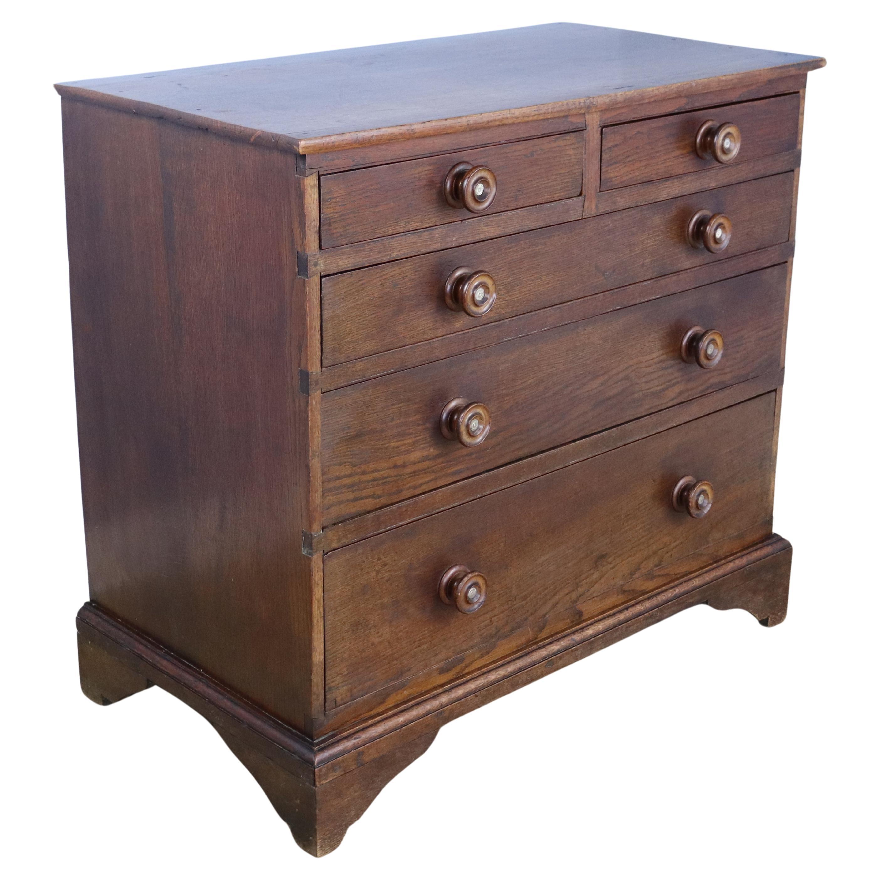 Antique Oak Two Over Three Chest of Drawers For Sale