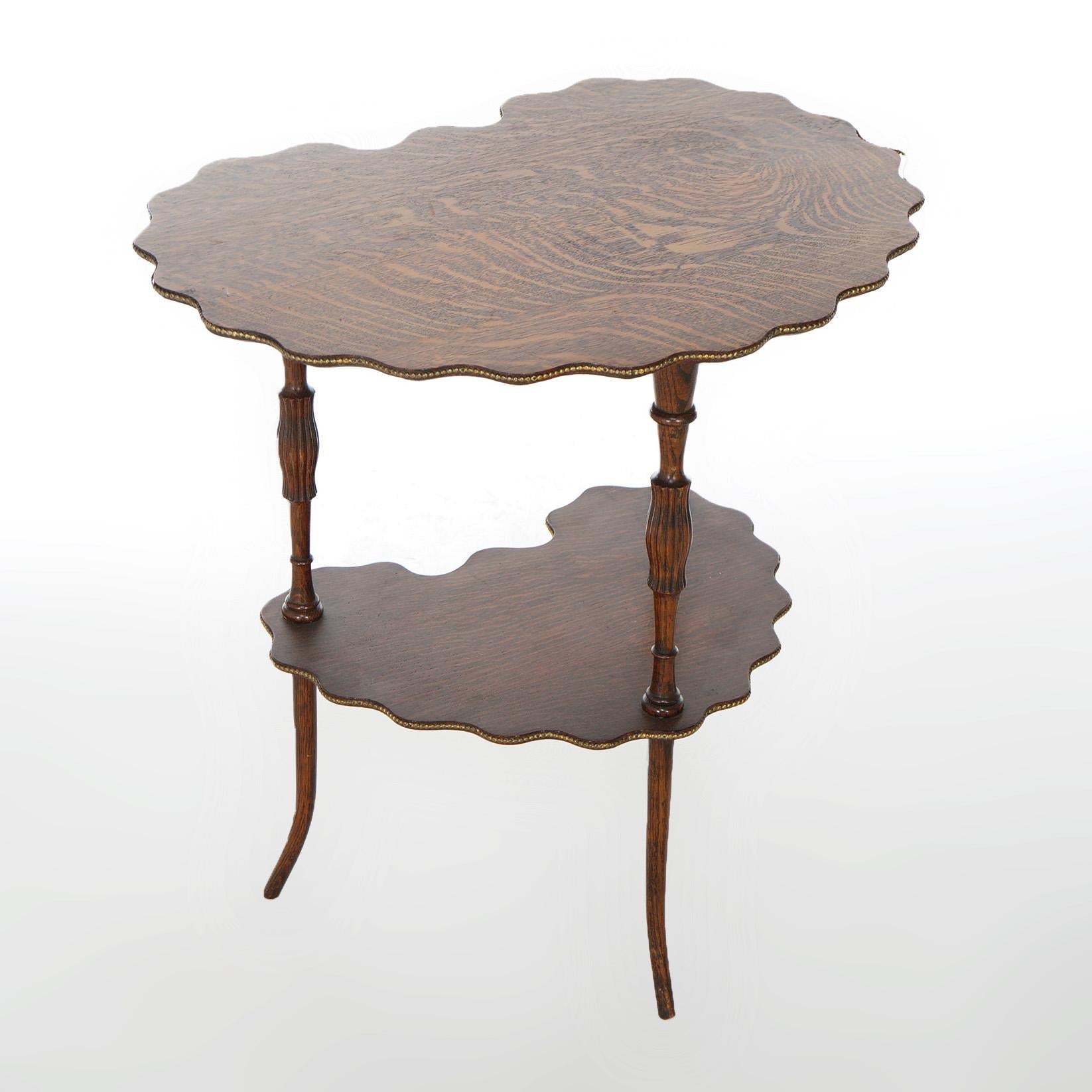 Antique Oak Two-Tier Stylized Painter Palette Shaped Side Table Circa 1900 For Sale 3