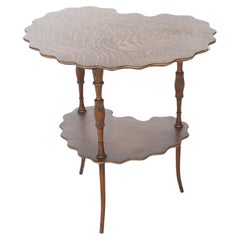 Ancienne table d'appoint en chêne à deux niveaux en forme de palette de peintre stylisée, vers 1900