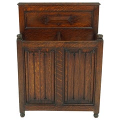 Antique Oak Umbrella Stand, Linen Fold Stick Stand, Scotland 1920, B1898