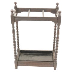 Antique Oak Umbrella Stand, Three Section Stick Stand, Scotland 1900, H1067