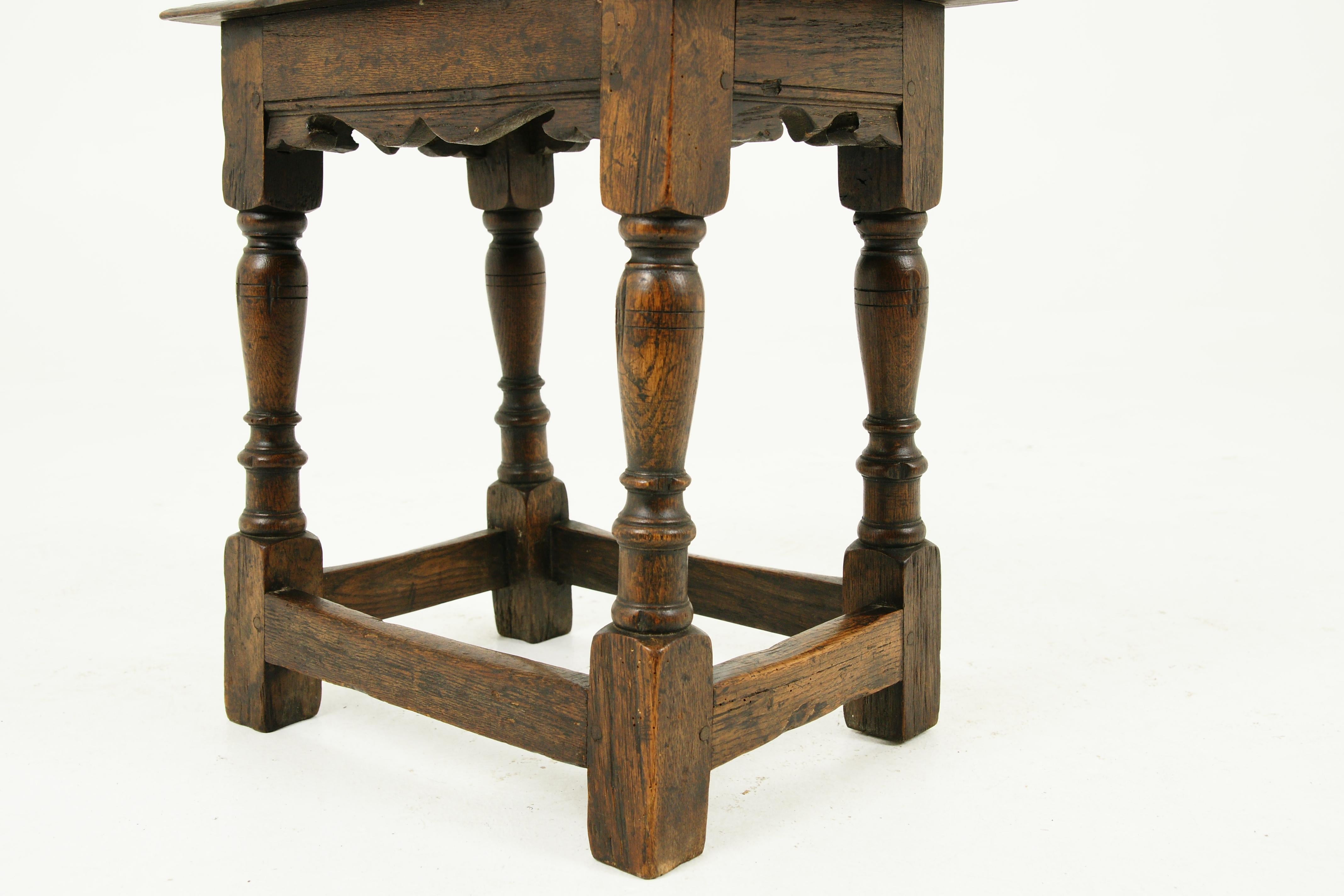 Hand-Crafted Antique Oak Victorian Joint Stool Bench, Scotland 1900, B2436