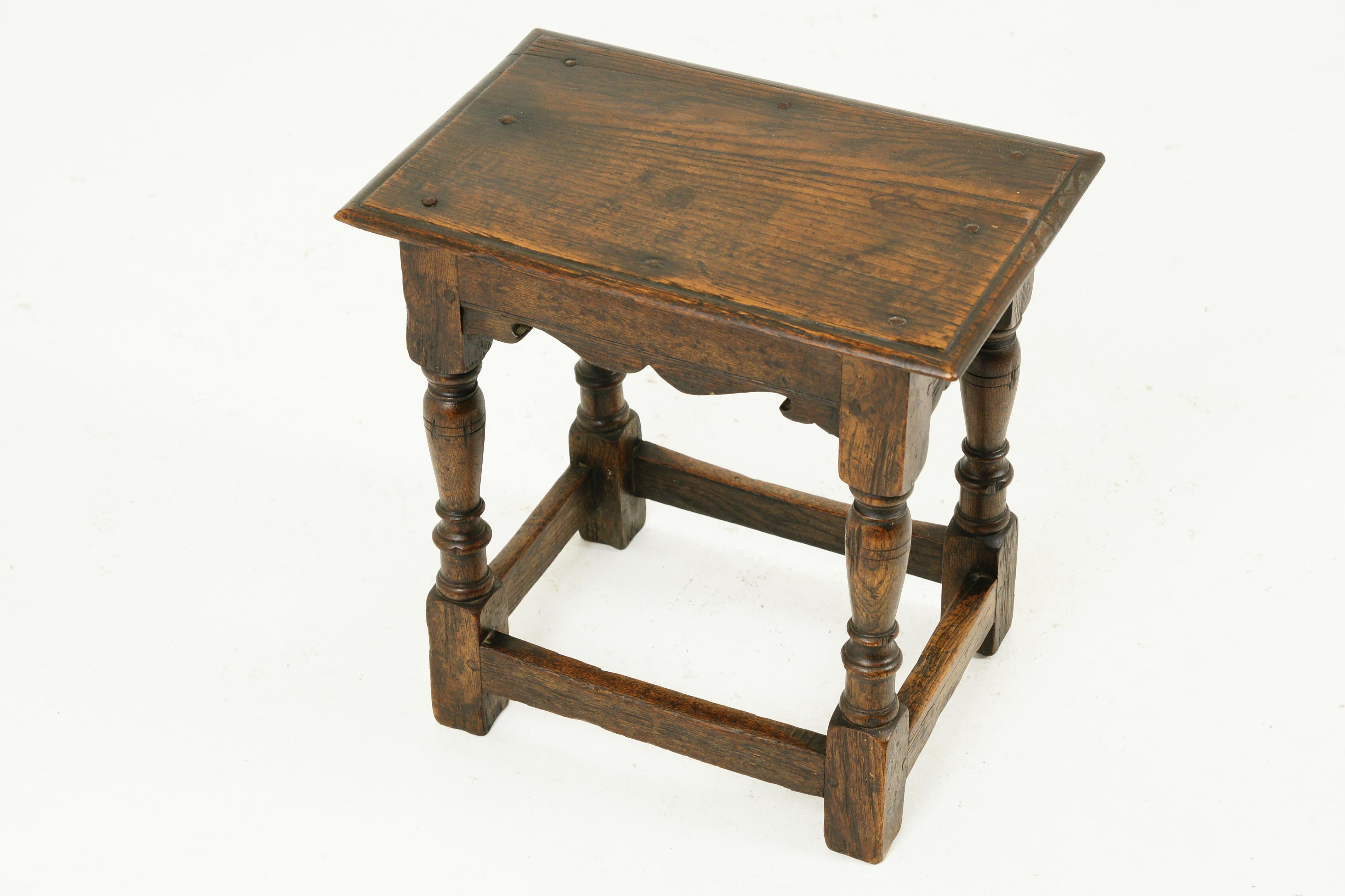 Antique Oak Victorian Joint Stool Bench, Scotland 1900, B2436 In Good Condition In Vancouver, BC