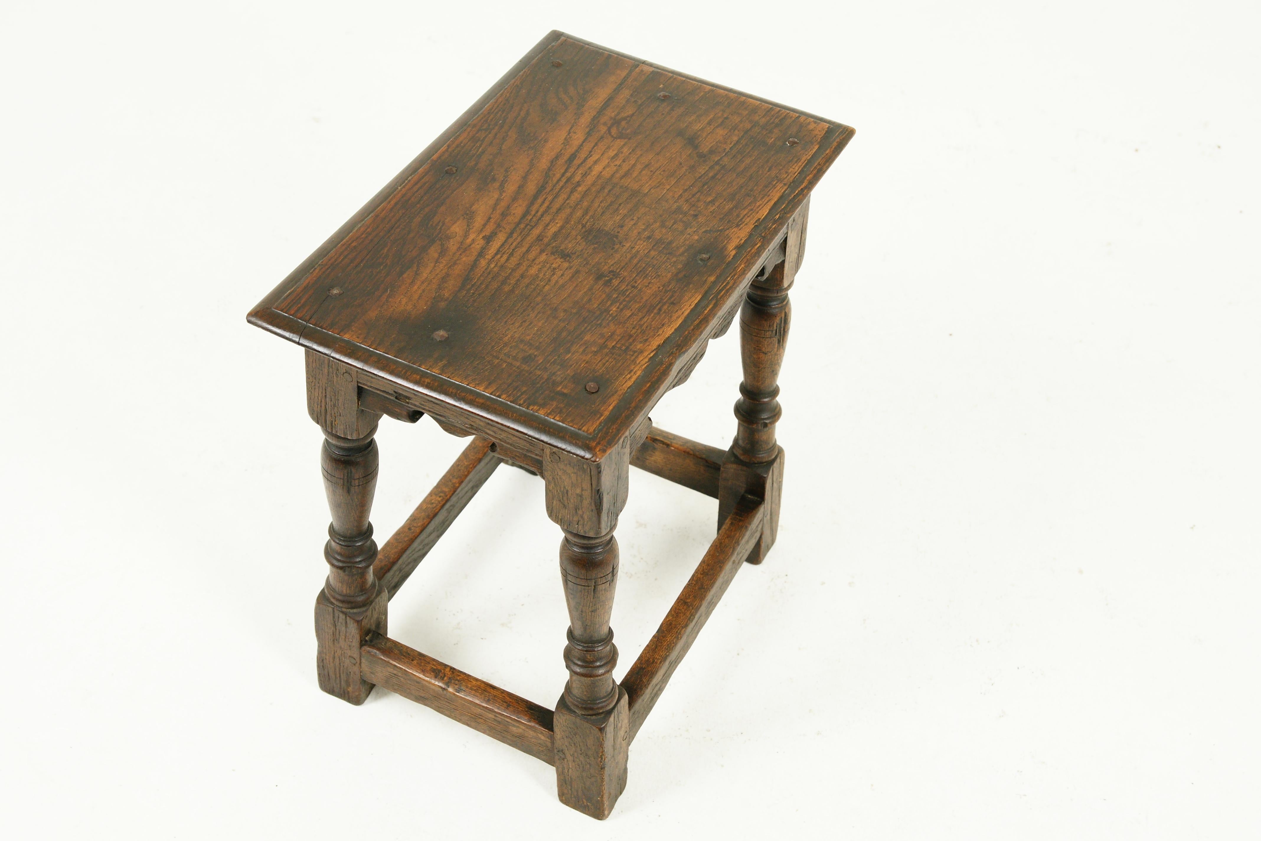 Early 20th Century Antique Oak Victorian Joint Stool Bench, Scotland 1900, B2436