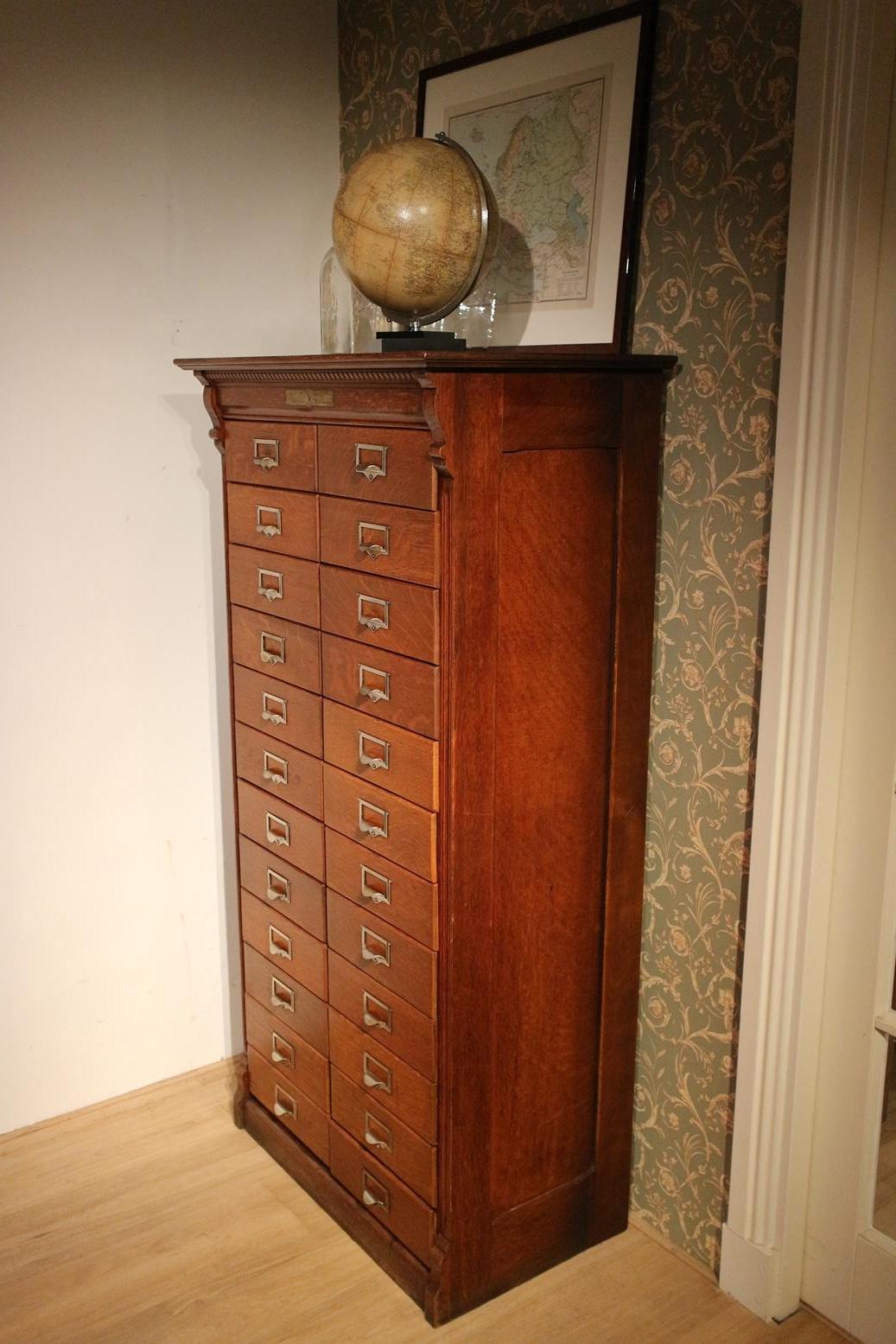 Antique Oak Wabash Filing Cabinet with 24 Filing Drawers For Sale 3