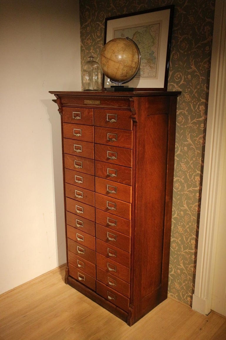 Antique Oak Wabash Filing with 24 Filing Drawers For Sale at