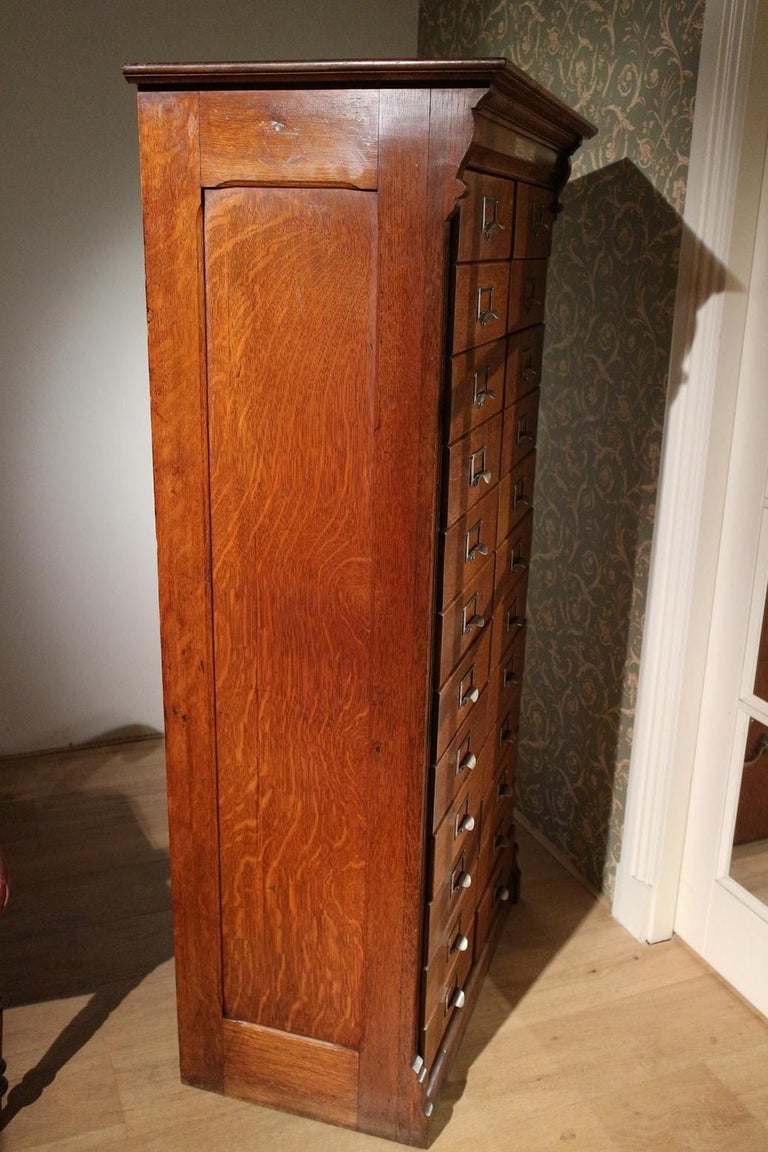 Antique Oak Wabash Filing with 24 Filing Drawers For Sale at