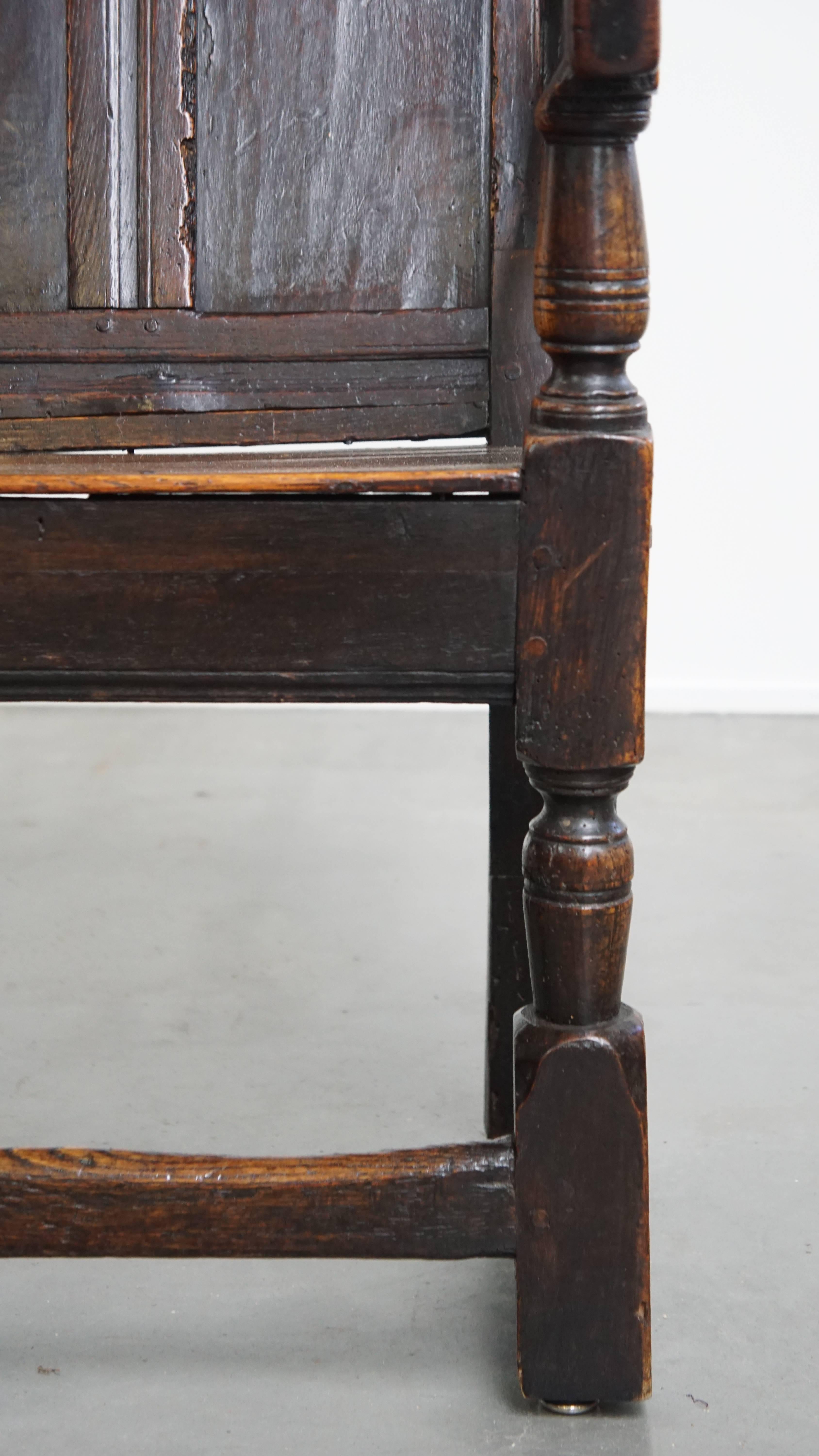 Antiker Oak Wainscot Chair / Beistellstuhl aus dem 17. im Angebot 4