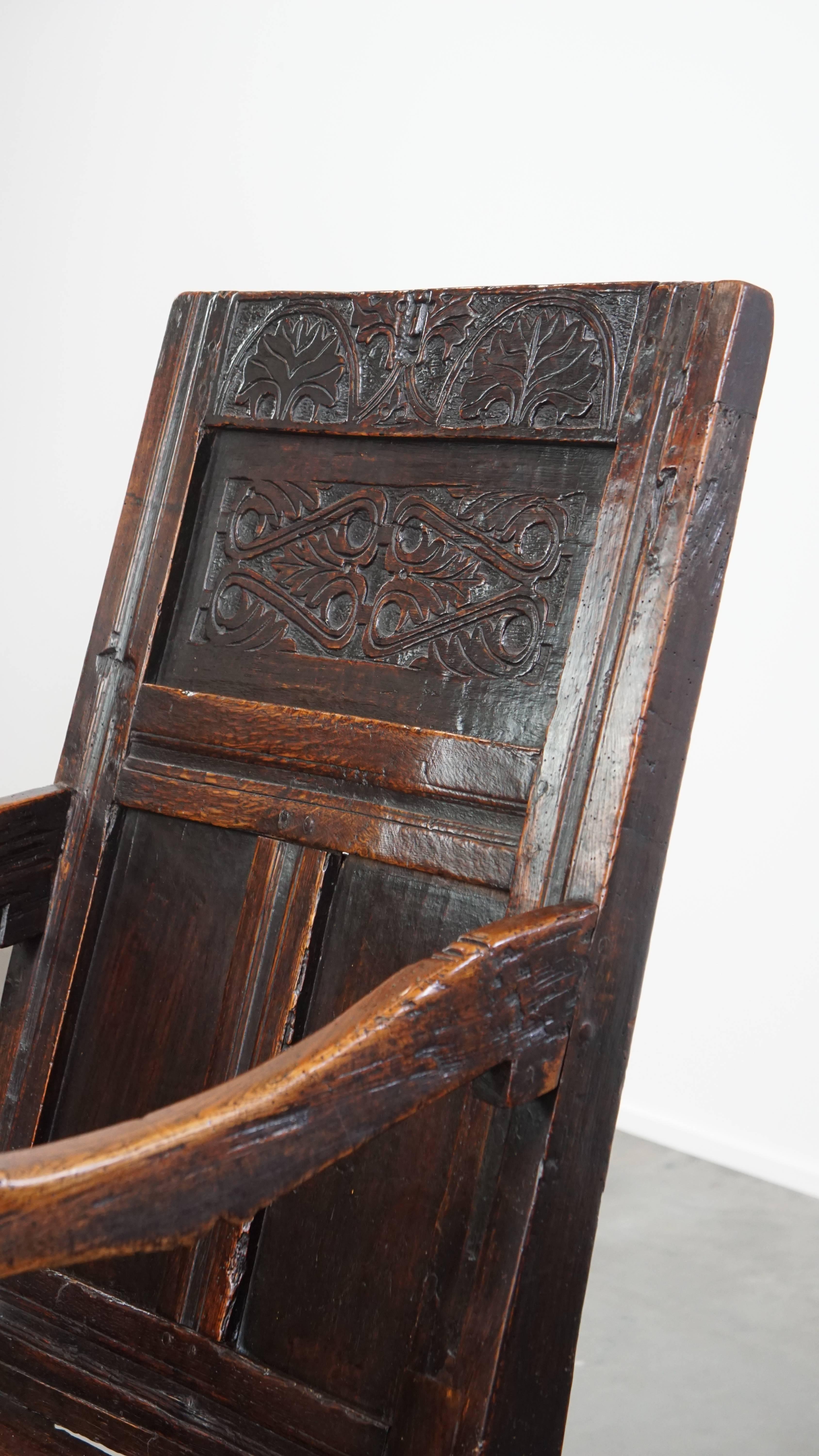 Antiker Oak Wainscot Chair / Beistellstuhl aus dem 17. im Angebot 5