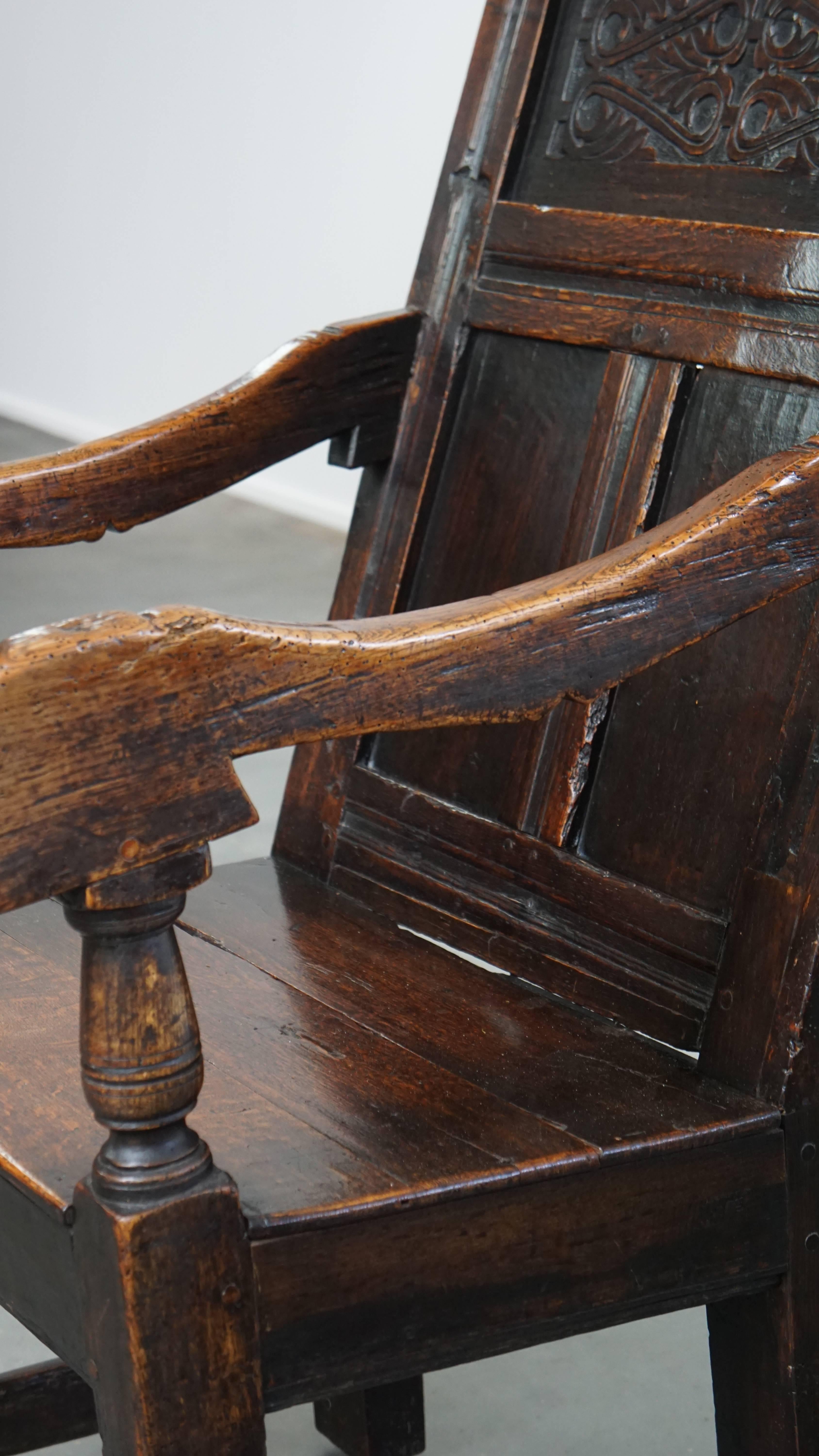 Antiker Oak Wainscot Chair / Beistellstuhl aus dem 17. im Angebot 6