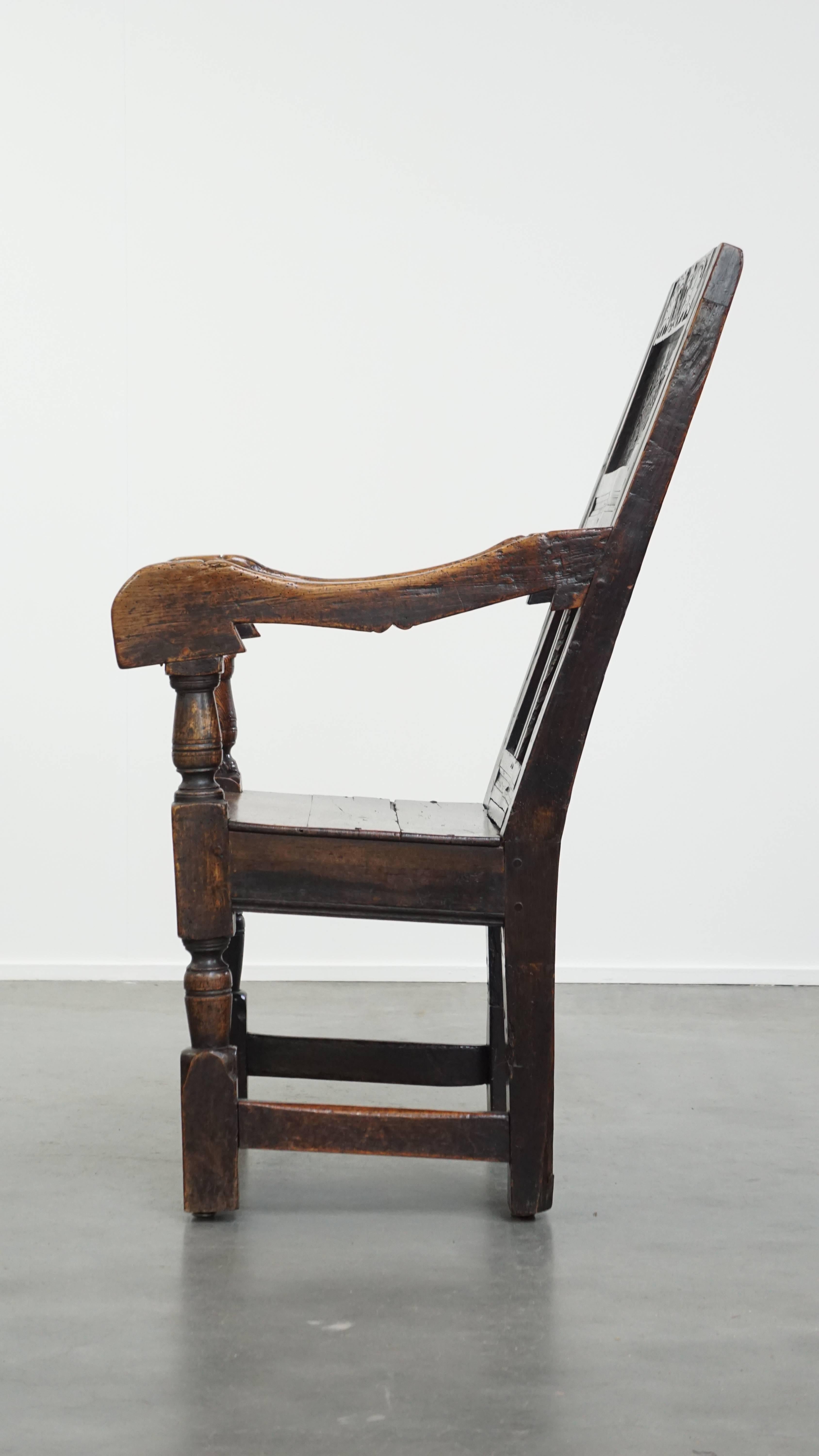 Antiker Oak Wainscot Chair / Beistellstuhl aus dem 17. im Zustand „Relativ gut“ im Angebot in Harderwijk, NL
