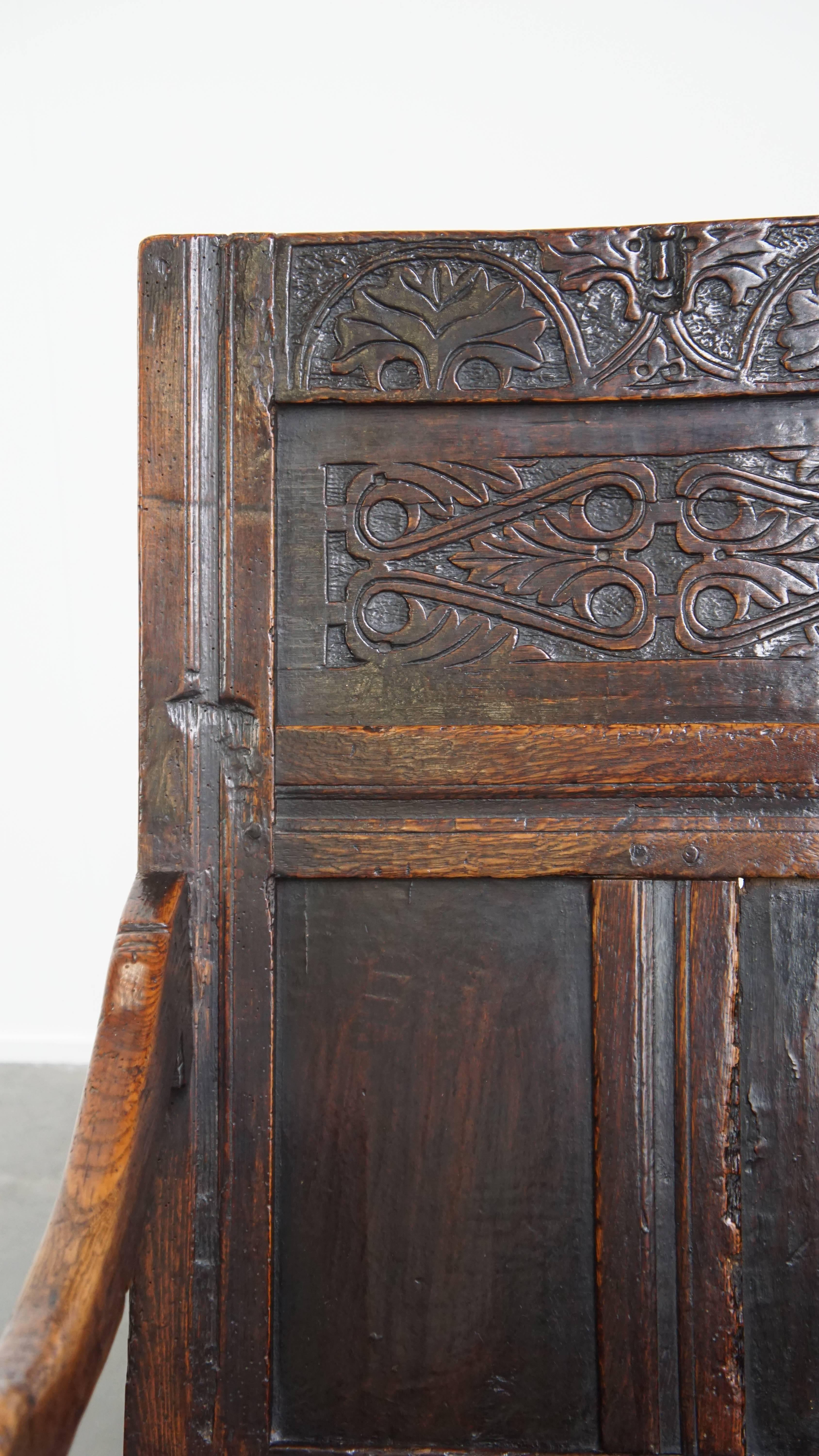 Antiker Oak Wainscot Chair / Beistellstuhl aus dem 17. im Angebot 2