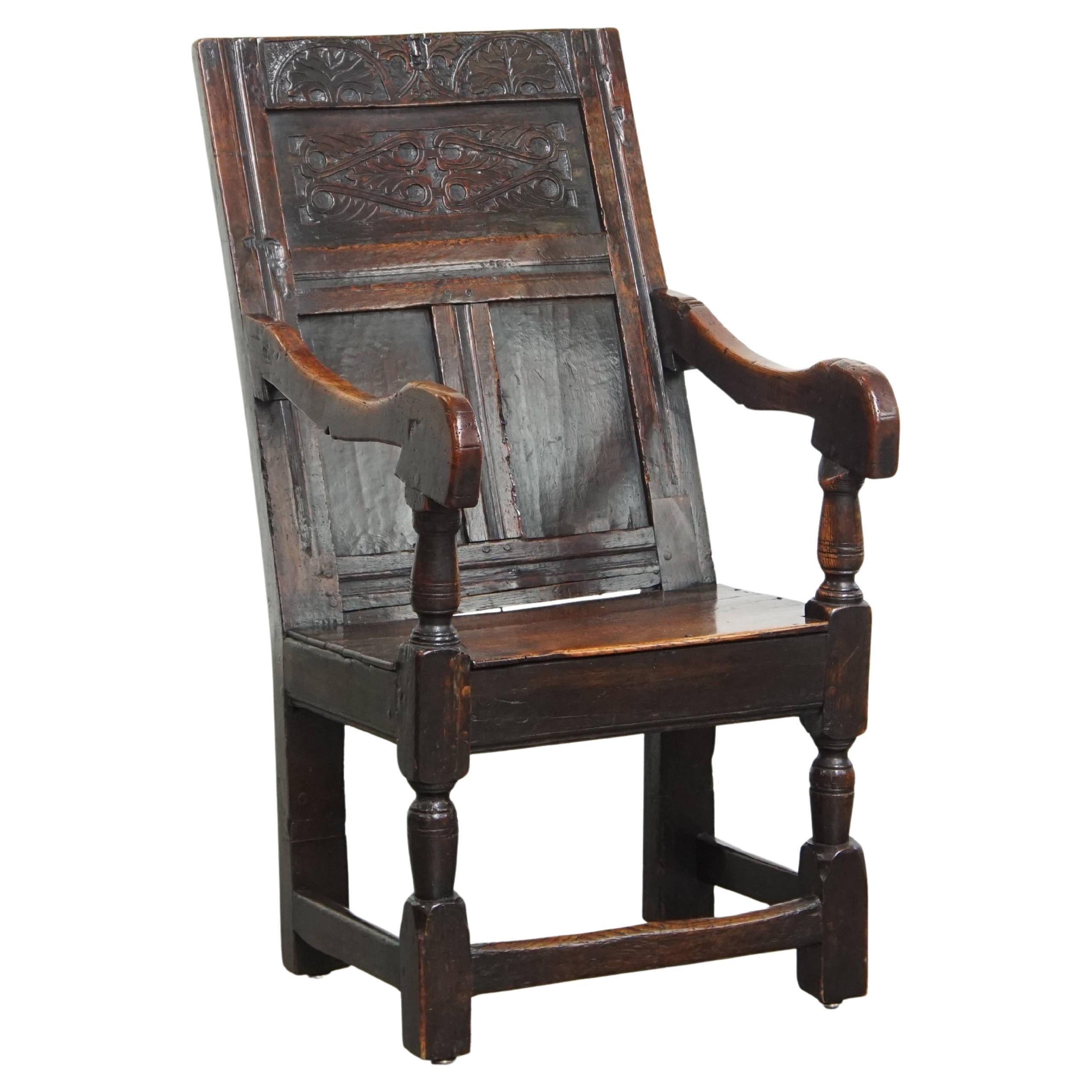 Antiker Oak Wainscot Chair / Beistellstuhl aus dem 17. im Angebot