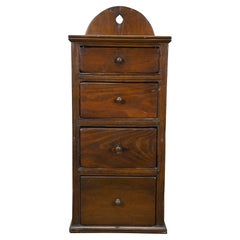 Antique Oak Wall Hanging 4 Drawer Apothecary Spice Rack Cabinet 22"