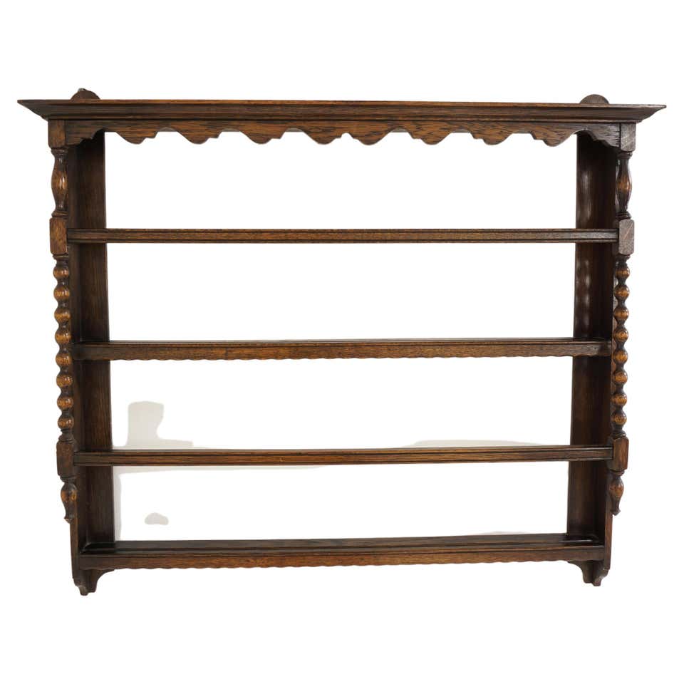 Antique Oak Wall Hanging Plate Rack Delft Rack, Scotland, 1910 at 1stDibs