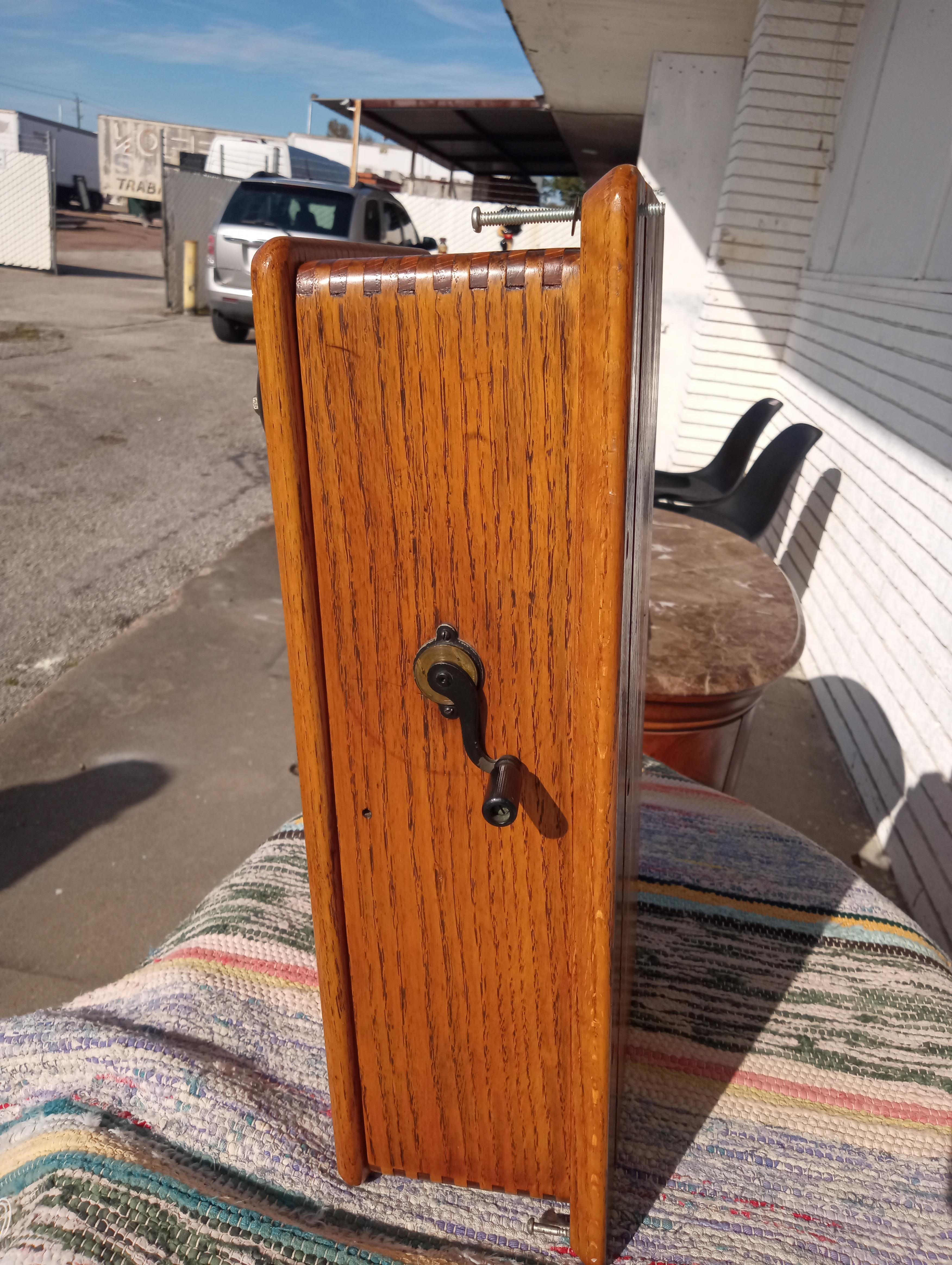 Antique Hand Crank Wood Box Wall Mount Phone Unit Modern Converted
Great Wall Hanger, Would Make a Great Addition to Anyone's Collection
19