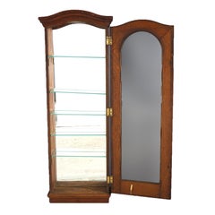 Antique Oak & Walnut Clock Case Mirrored Showcase with Glass Shelving C1910