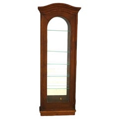 Antique Oak & Walnut Clock Case Mirrored Showcase with Glass Shelving C1910